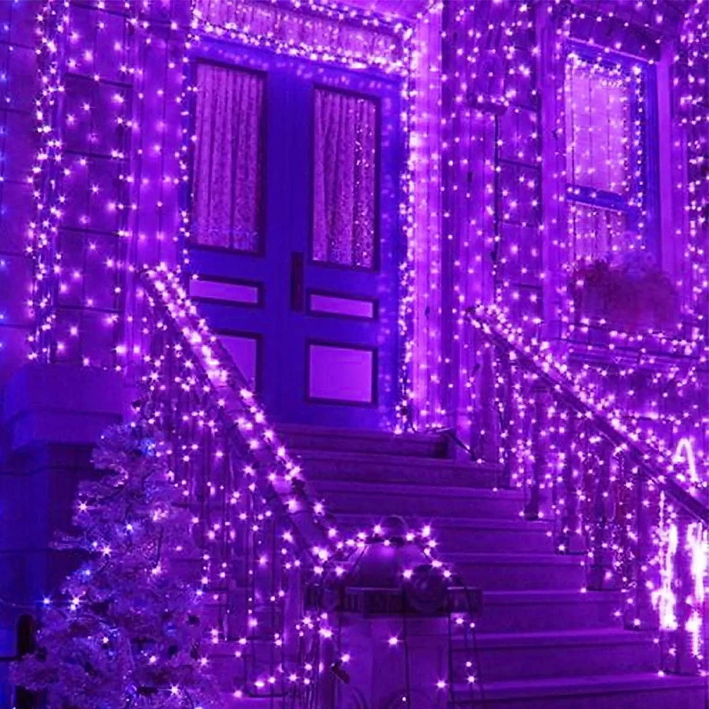 YIQU Purple 82FT 200 LED Extendable Halloween Lights for Outdoor/Indoor, 8 Lighting Modes Plug in String Lights for Halloween Decorations Bedroom Party Decor Room Garden Patio Tree (Purple)