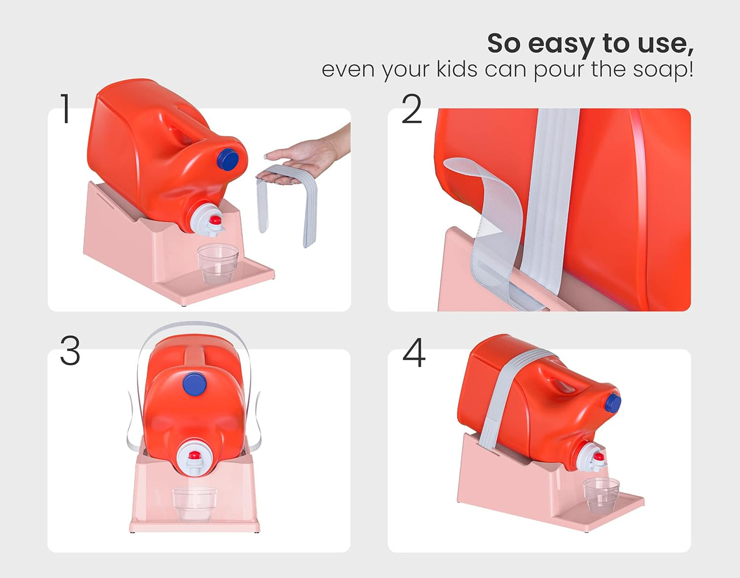TidyFriend Laundry Detergent Holder Stand Organizer with Drip Tray, 2 Pack Laundry Soap Holder with Non-Slip Rubber Feet for Washing Space Organization, Angled Downward Slope for Easy Pouring (Rose)