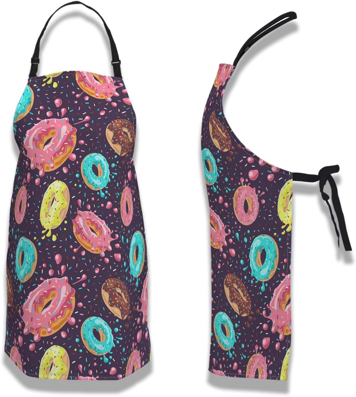 Chef Apron for Men Donuts Women Aprons for Kitchen Cooking Restaurant BBQ Painting Crafting 27” (W) x 31” (H), Waterproof Aprons