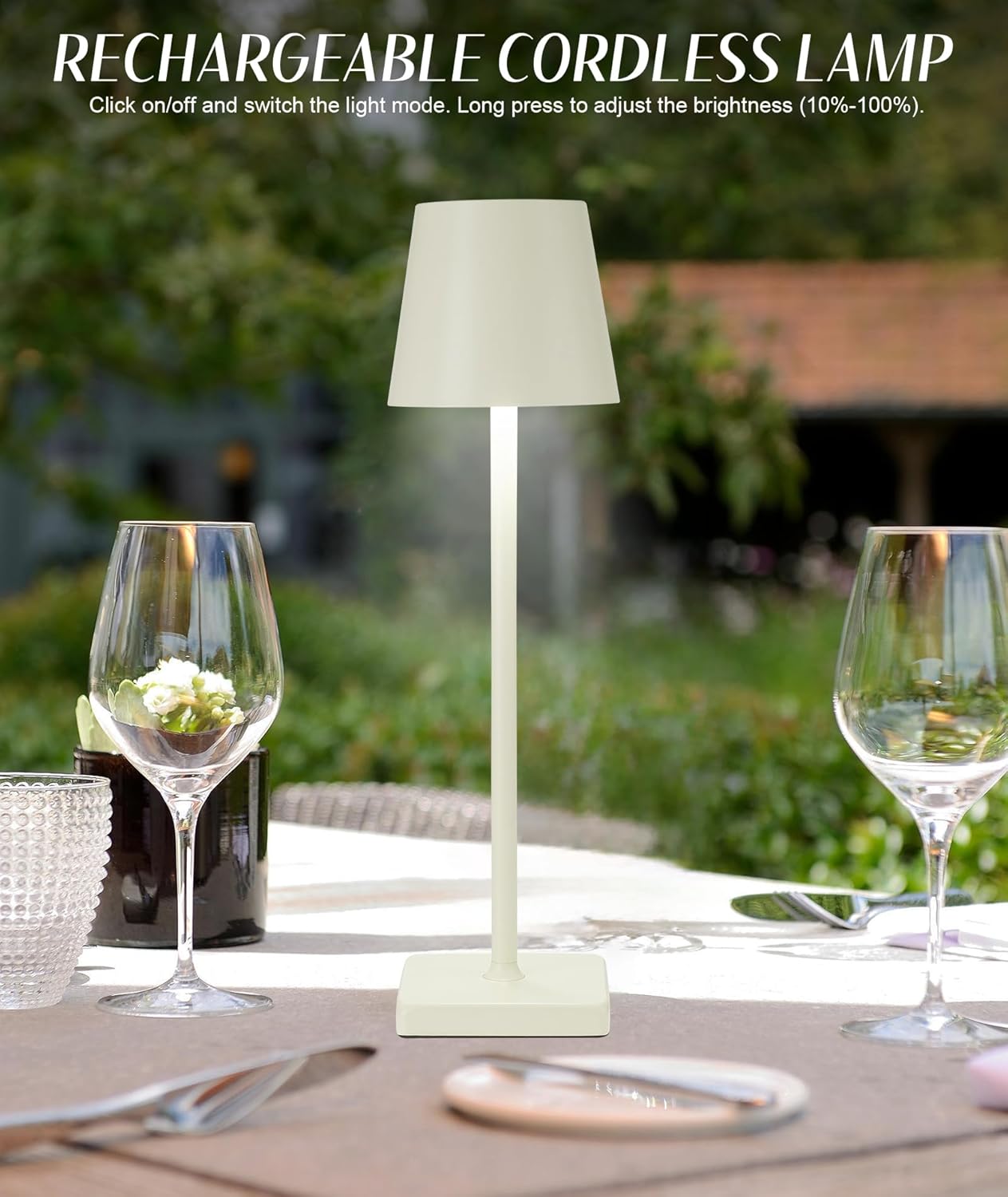 HASUN 2 Pack Cordless Table Lamp, Portable LED Desk Lamp, 5200mAh Battery Operated Lights, 3 Color Stepless Dimming Up, Night Light for Bedroom/Date/Bars/Cafe/Camping (Cream 2Pack)