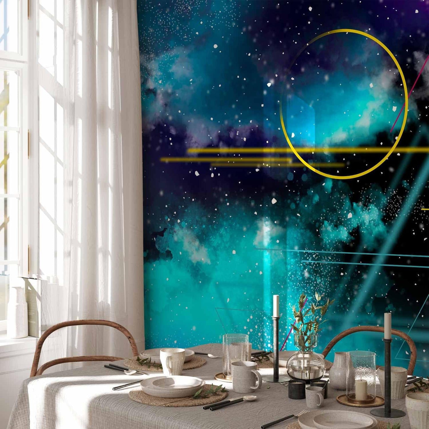 artgeist Wall Mural Galaxy 154x110 in - Peel and Stick Self-Adhesive Wallpaper Removable Large Sticker Foil Wall Decor Print Design Mural Cosmos Galaxy Cosmonaut Astronaut a-A-10328-a-a