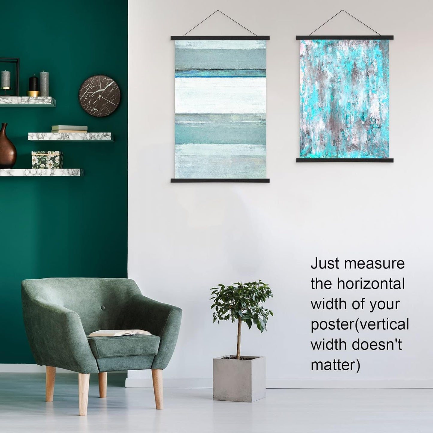 FALAMON Magnetic Poster Hanger Frame,42x30 42x28 42x24 Teak Wood Magnet Poster Frame for Posters,Prints,Photos,Pictures,Maps,Scrolls,and Canvas Artwork(Black,42")