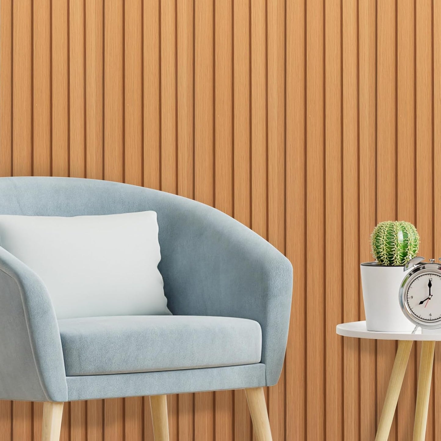 Art3d WPC Slat Wall Panels, 8-Pack 108 x 6 Inch 3D Wall Accents for Interior Wall Decor, Living Room, Bedroom, Boxwood