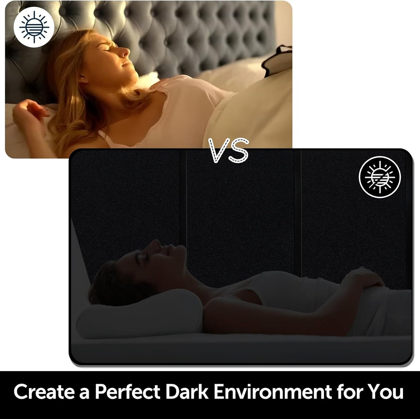 HIDBEA Blackout Window Film,100% Light Blocking Room Darkening Window Privacy Film,Frosted Glass Window Film Heat Control, Removable Window Cover Tint for Day Sleep (Black,35.4in x 6.5ft)