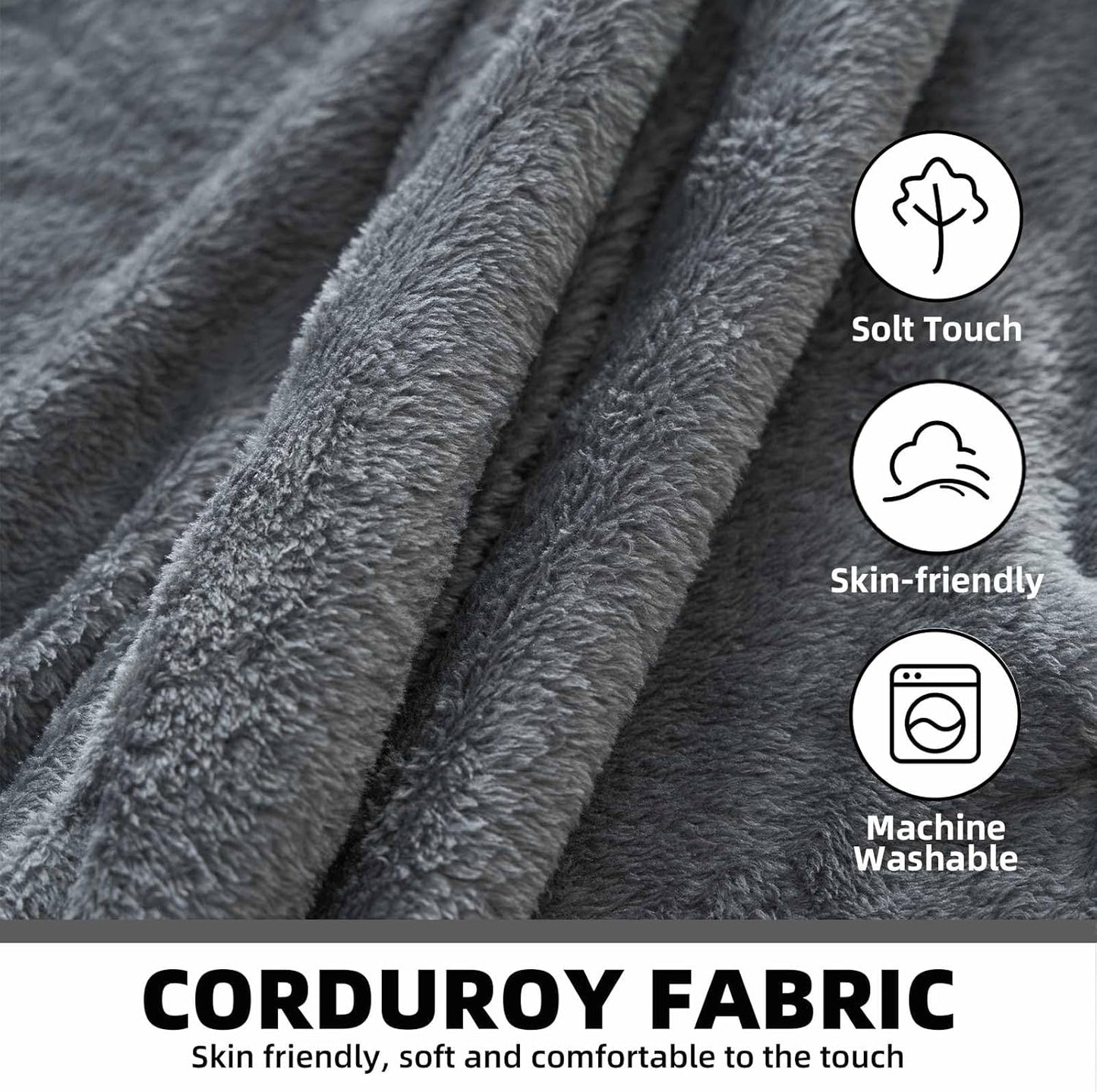 6FT,Oversized Bean Bag Chairs for Adults,Giant beanbag with Filler Included,Fluffy Memory Foam,Soft and Comfy Corduroy Fabric,Gaming Chairs Suitable for Living Room and Bedroom (Dark Gray, 6 Foot)