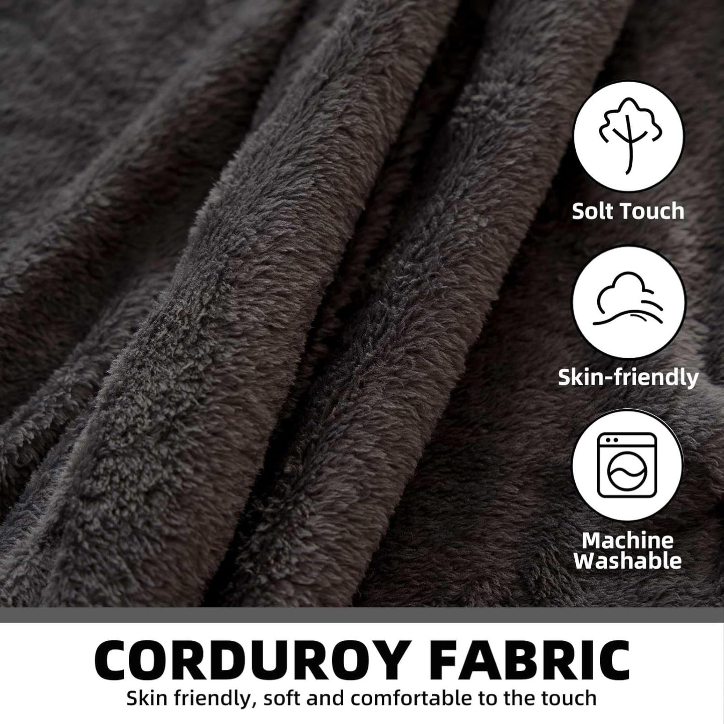 6FT,Oversized Bean Bag Chairs for Adults,Giant beanbag with Filler Included,Fluffy Memory Foam,Soft and Comfy Corduroy Fabric,Gaming Chairs Suitable for Living Room and Bedroom (Black, 6 Foot)