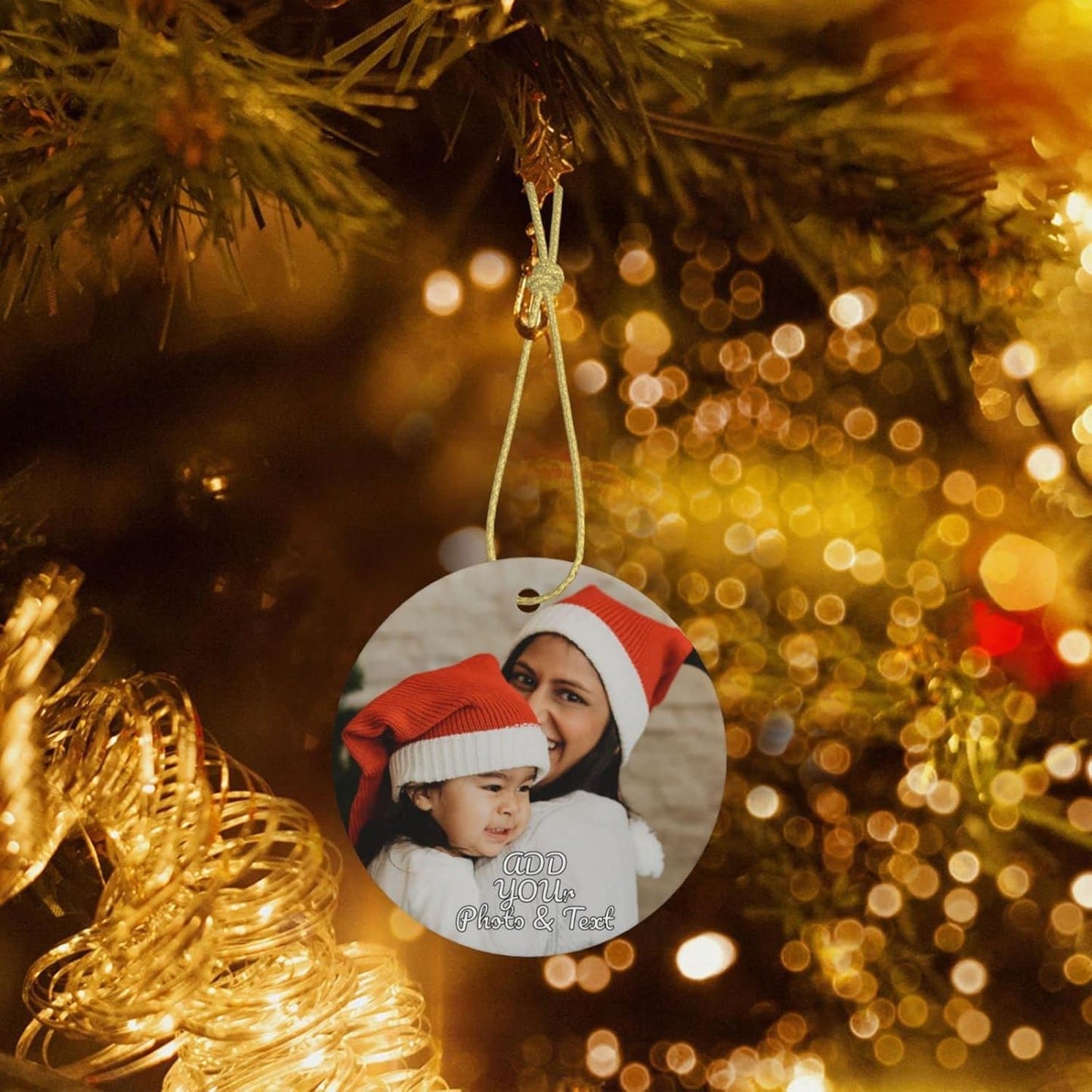 Personalized Christmas Ornaments 2022 Custom Ceramic Christmas Tree Photo Ornament Customized Add Wedding Baby Family Pet Picture Unique Xmas Gift (2pcs)