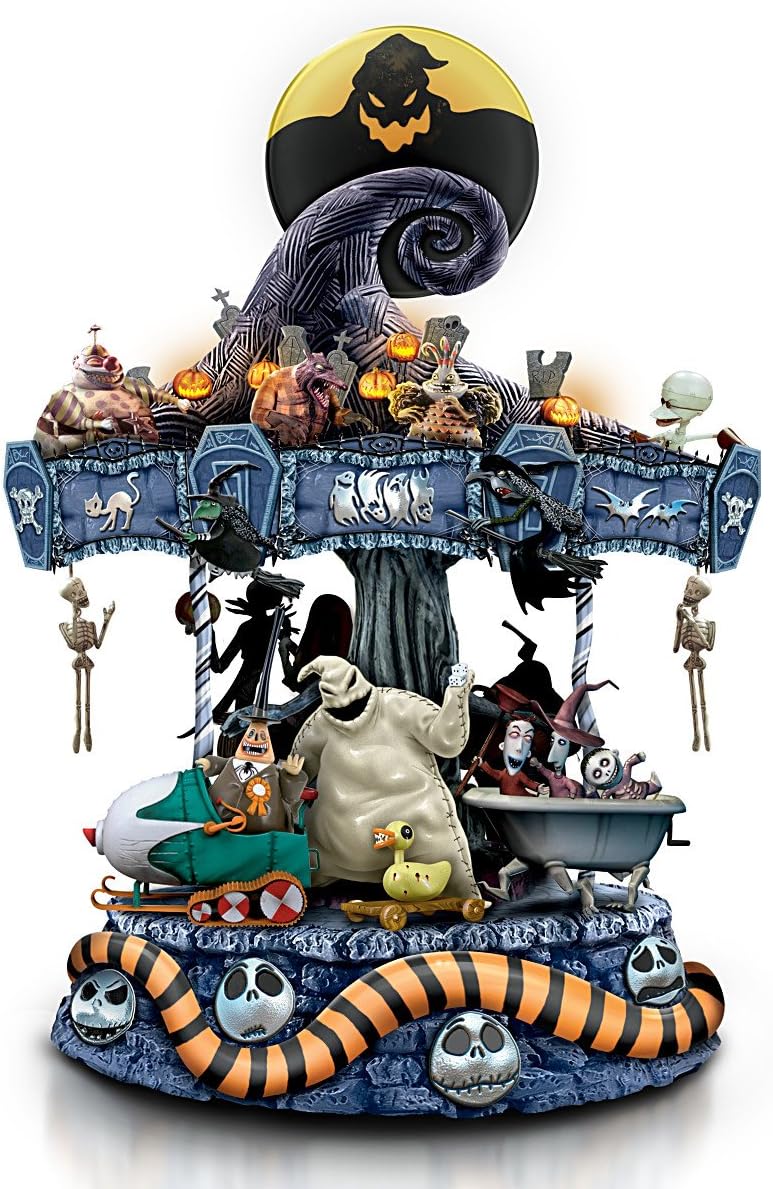 Tim Burton's The Nightmare Before Christmas Rotating Musical Carousel Sculpture: Lights Up