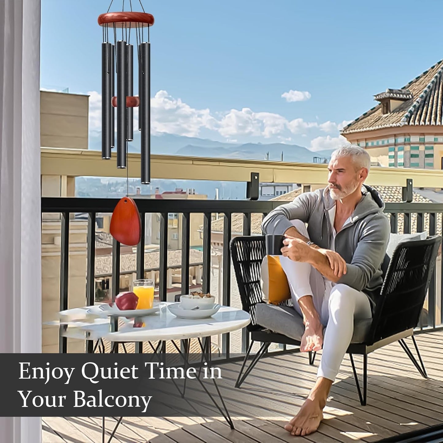 28" Wind Chimes for Mothers Day, Decorative Wind Chimes for Outside, Memorial Windchimes Remembrance Gift for Women Mom Grandma, Metal Wind Chime Outdoor Decor for Garden Patio Zen(Black 2Pack)