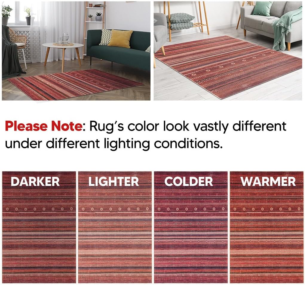 Keen Home Design 10x14 Rug - Machine Washable Area Rug with Non-Slip Backing, Ideal for Living Room, Dining Room, Bedroom - Vintage, Easy Clean, Durable, Low Pile Rug - (9'7" x 14')