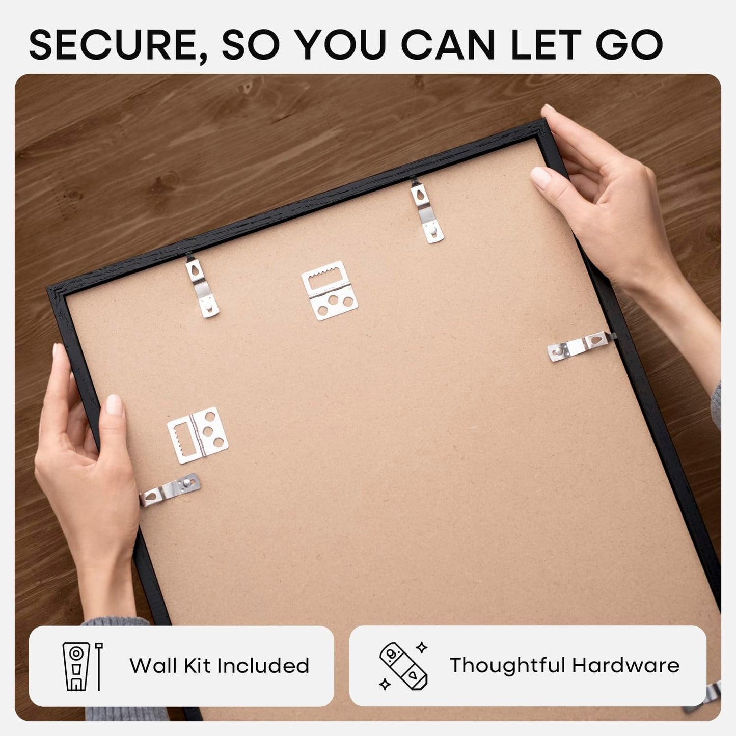 Homeforia 16x24 Black Wood Frame, High End Oak 16x24 Picture Frames with Mat 12x18 Photo, 16 x 24 Wooden Poster Frame Matted to 12 by 18 Print, 24x16 Hanging Frames, Tempered Glass, Wall Kit, Set of 1