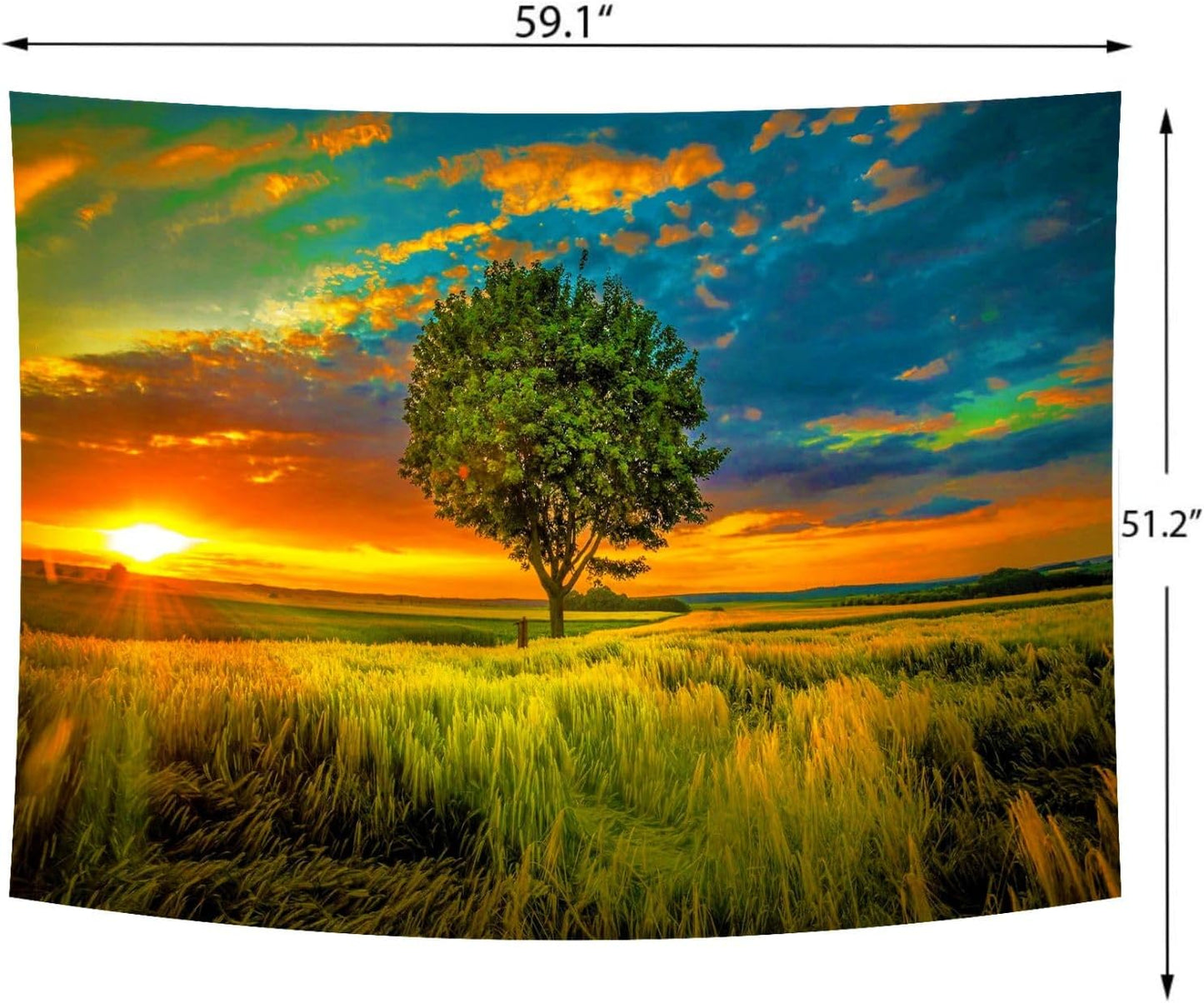 Delur Sunset Tree of Life Tapestry Forest Nature Landscape Wall Hanging Tapestry Scenic Tree Woodland Natural Sunrise Headboard for Bedroom Living Room Home Decor (51.2" x 59.1")