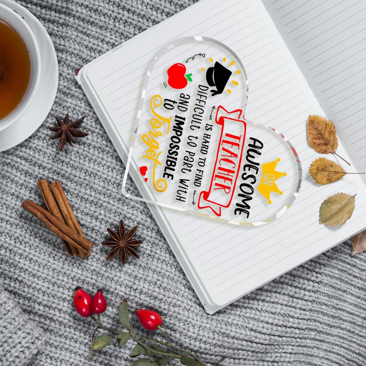 Teachers Day Graduation Season Opening Season Gifts Teacher Gifts Teacher Appreciation Gifts Best Teacher Gifts for Women Acrylic Heart for Her Coworker Friend Principal Educator Birthday Christmas