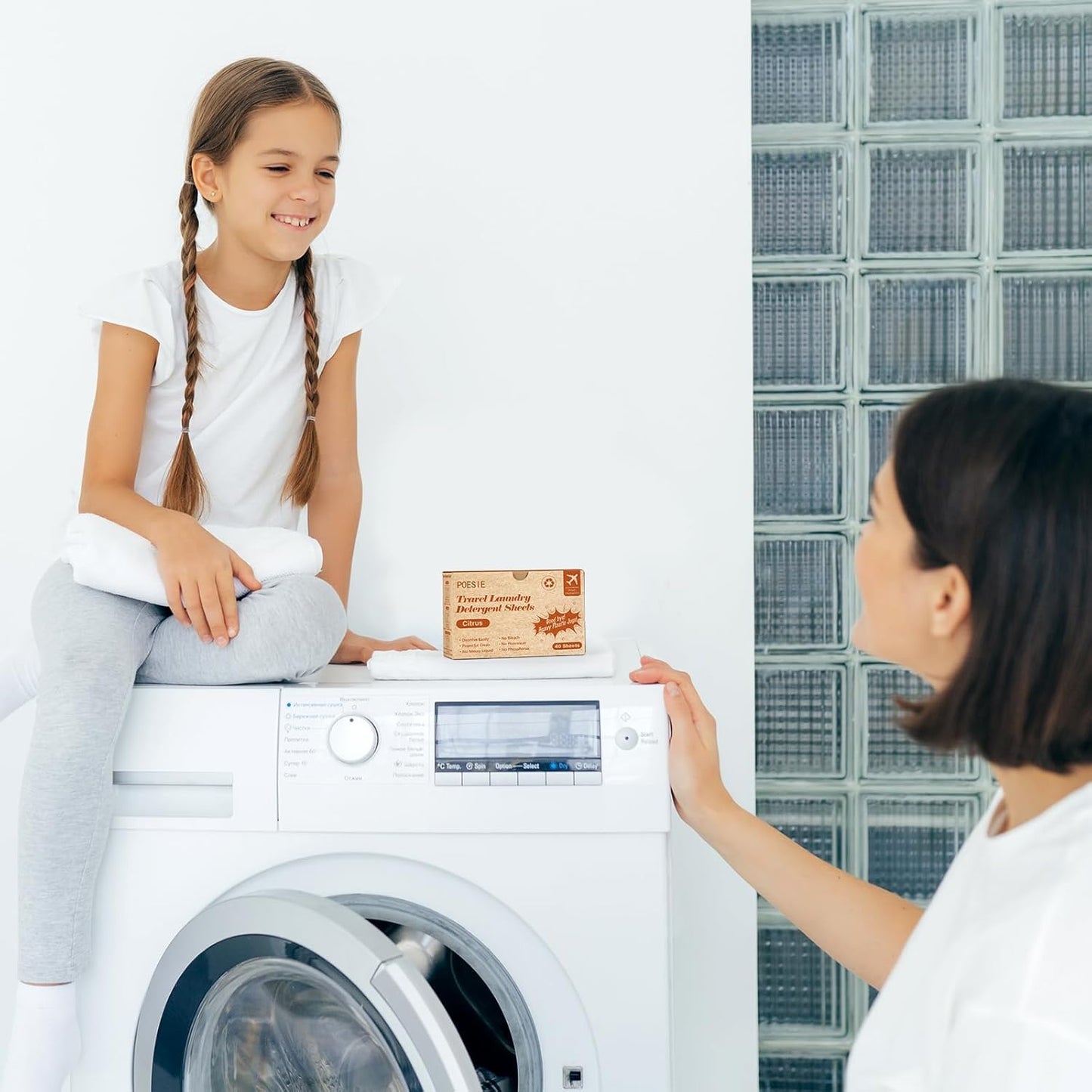 Poesie Citrus Travel Laundry Detergent Sheets 40 Sheet Plastic Free No Waste Laundry Soap Sheet for Travel Dorm Home