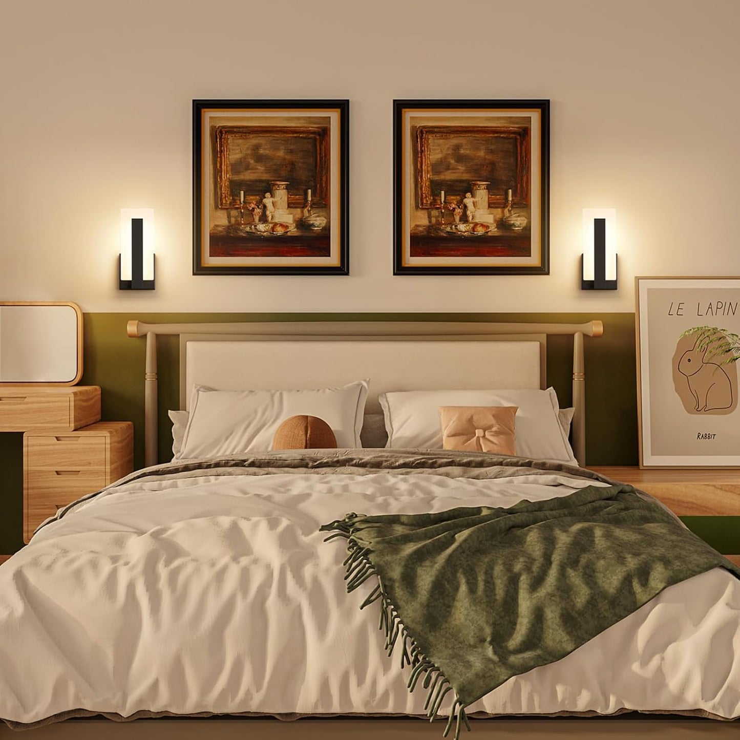 Joosenhouse Modern LED Wall Sconce Dimmable Wall Mounted Lamp Set of 2, Black 3000K Warm White Wall Lamp, Hardwired Bathroom Vanity Light, Indoor Wall Lights for Hallway, Bedroom, Study, Living Room.