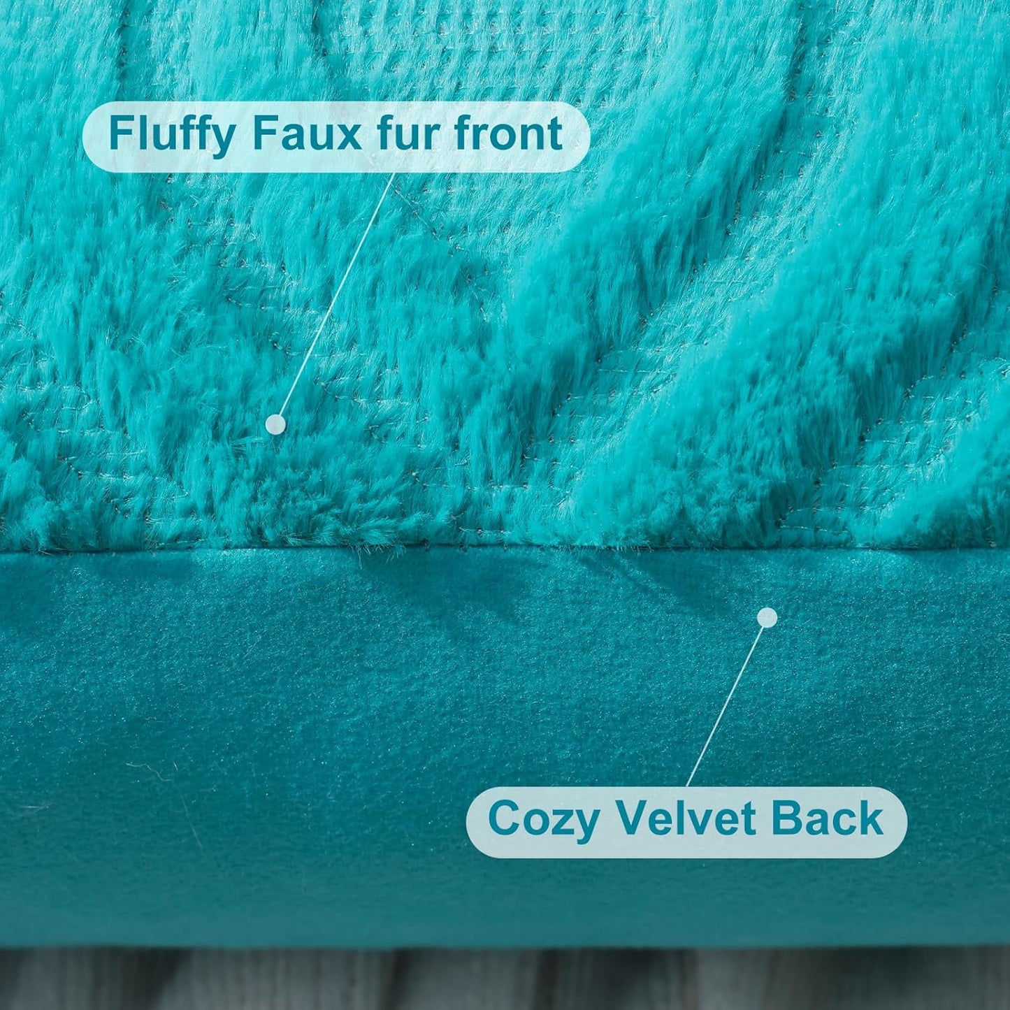 decorUhome Fall Throw Pillow Covers 24x24 Inch Set of 2, Soft Plush Decorative Faux Fur Turquoise Solid Couch Pillow Covers, Accent Farmhouse Neutral Square Euro Pillow Cases for Sofa Bed Living Room