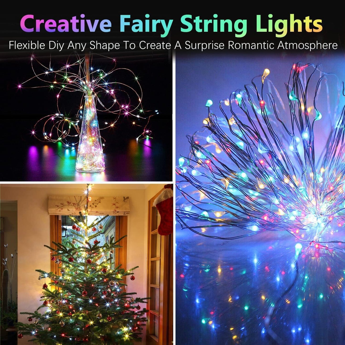 2 Pack Each 20FT 60LED Fairy Lights Battery Operated, RGB Color Changing String Lights, Indoor & Outdoor Battery Twinkle Light with Timer and Remote for Bedroom Wedding Birthday Halloween Decorations