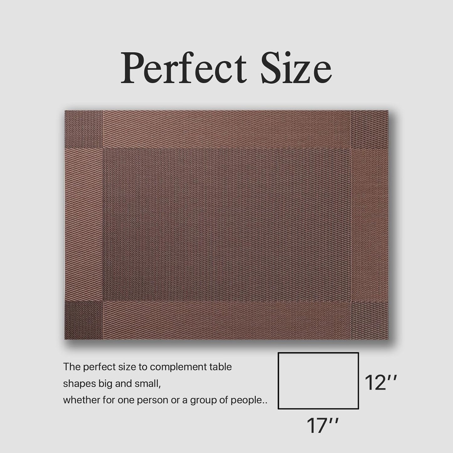 Placemats Set of 4 - Easy Clean Woven Vinyl Placemats for Dining Table, Indoor/Outdoor Place Mats, Washable PVC Table Mats(Brown Cube)