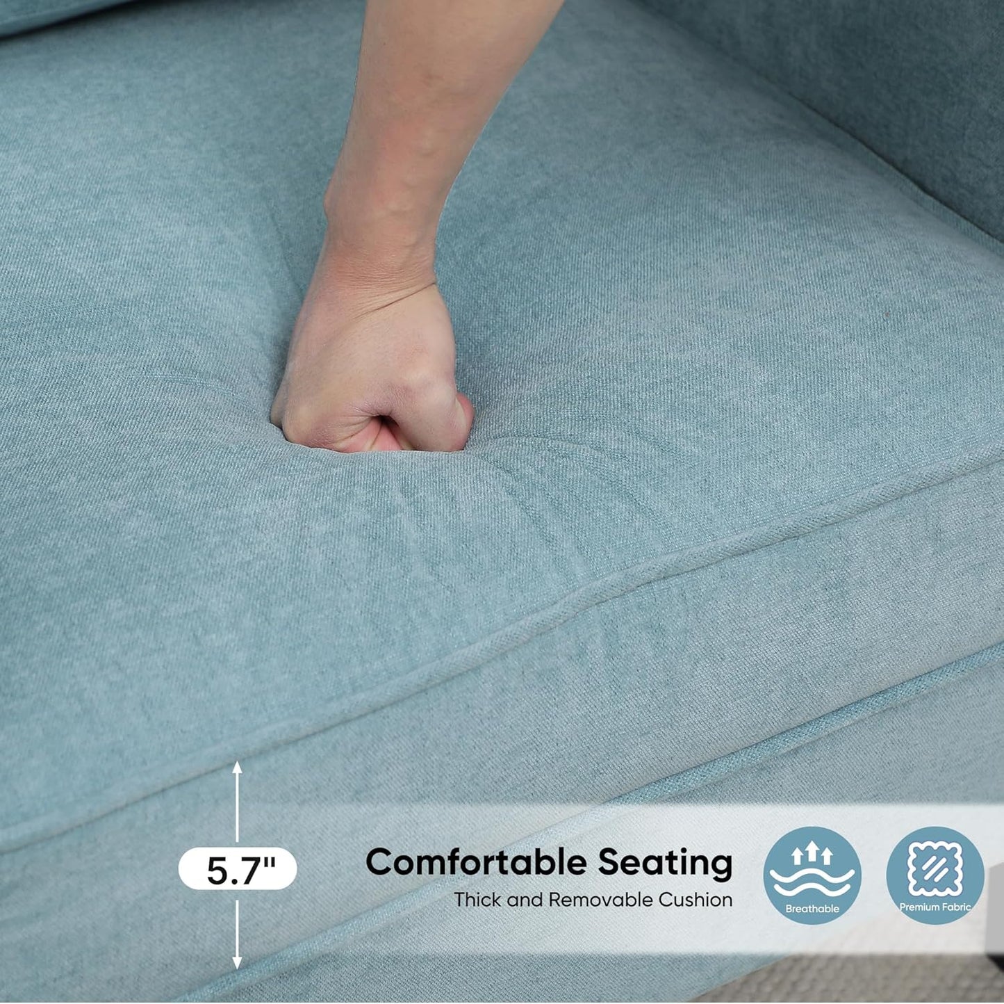 Accent Chairs Set of 2, Upholstered Living Room Chairs with Side Pockets, Mid Century Modern Reading Chair for Bedroom, Comfy Armchair Single Sofa Side Chair for Office, Small Room, Teal Green