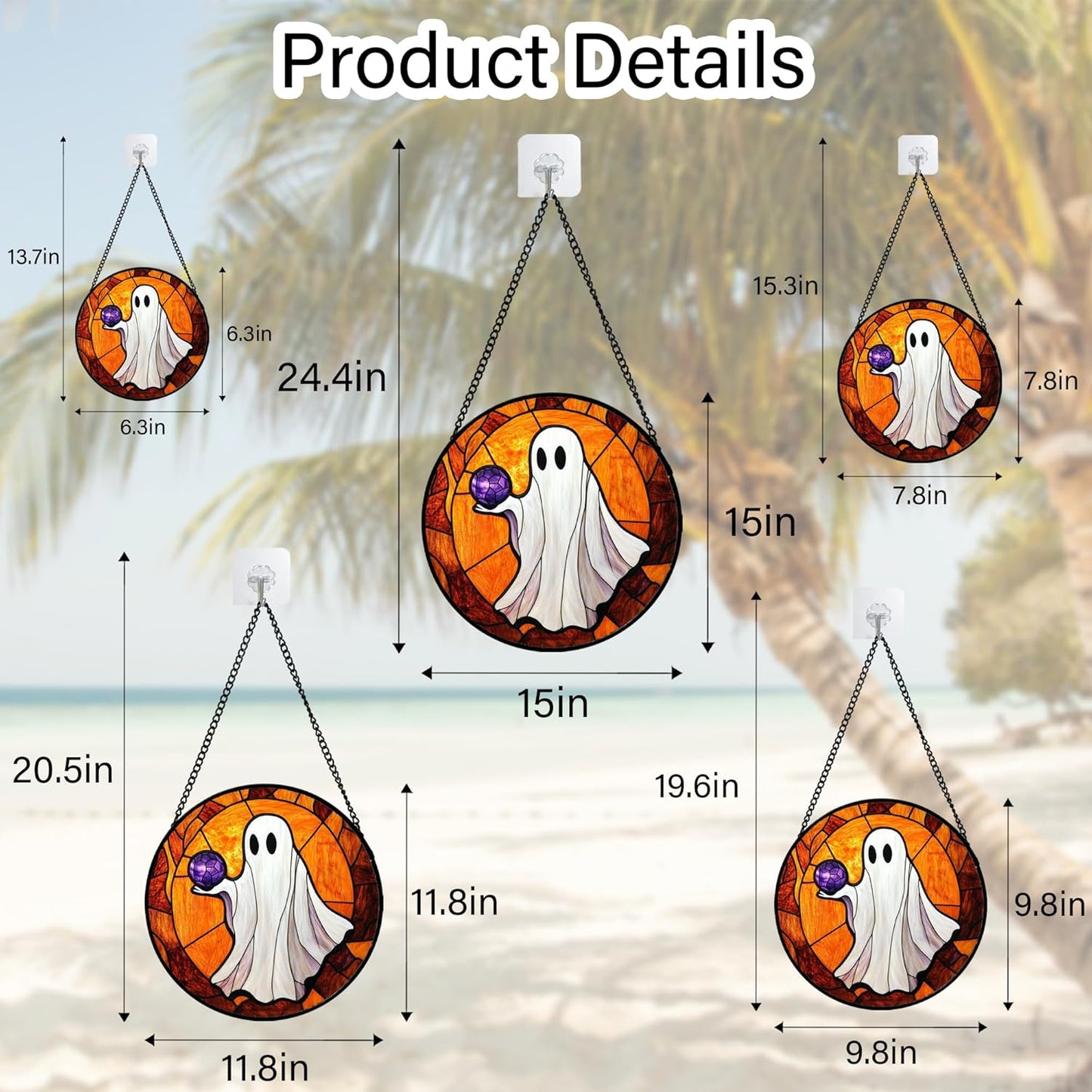 Stained Glass Window Hanging - Halloween Decorations Ghosts Vampire Suncatcher for Doors Garden Indoor Funny Spooky Sun Catchers Gothic Decor Horror Gifts for Women Men Friend 6.3 in