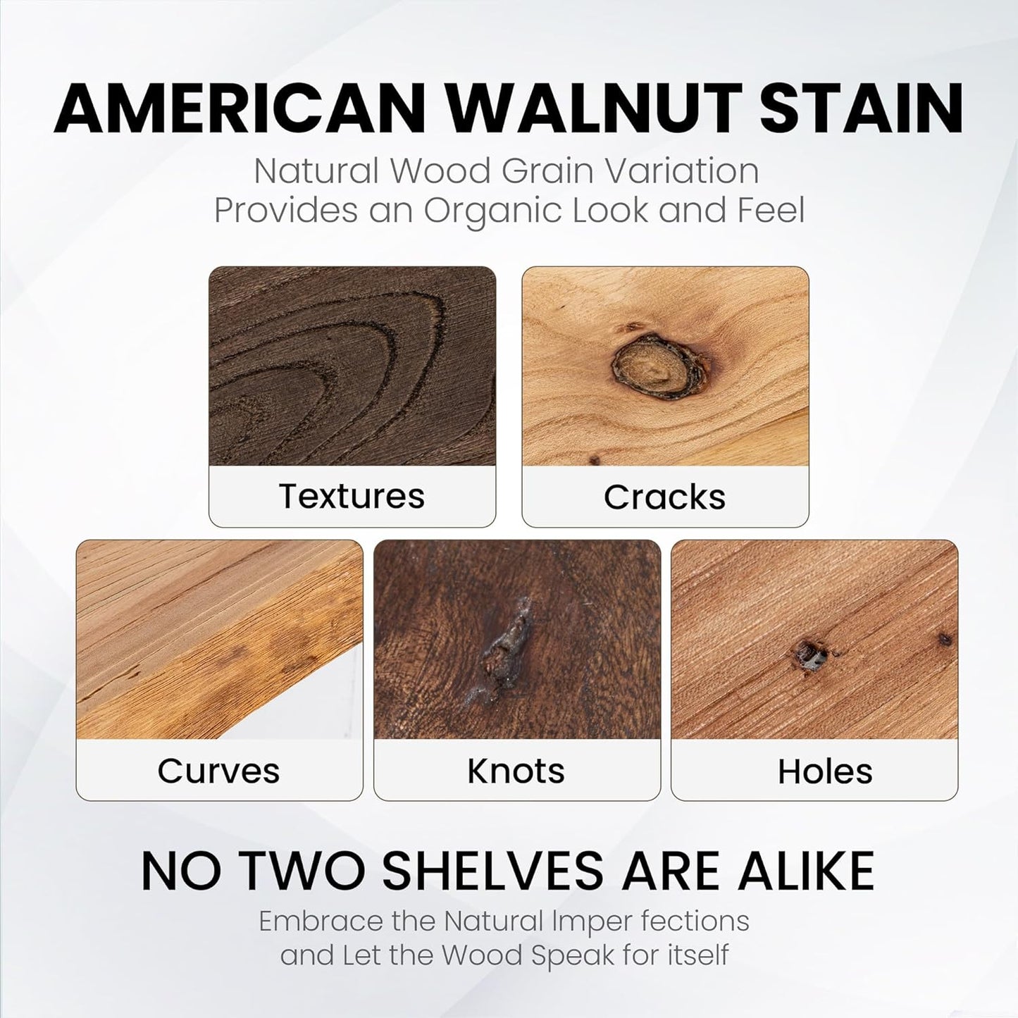 48 Inch Floating Shelves for Wall, Rustic Live Edge Elm Wood Shelf, Heavy-Duty Deep Floating Shelf for Home Decor, Wall Mounted Storage Shelves for Books, Bathroom, and Kitchen, Natural Finish