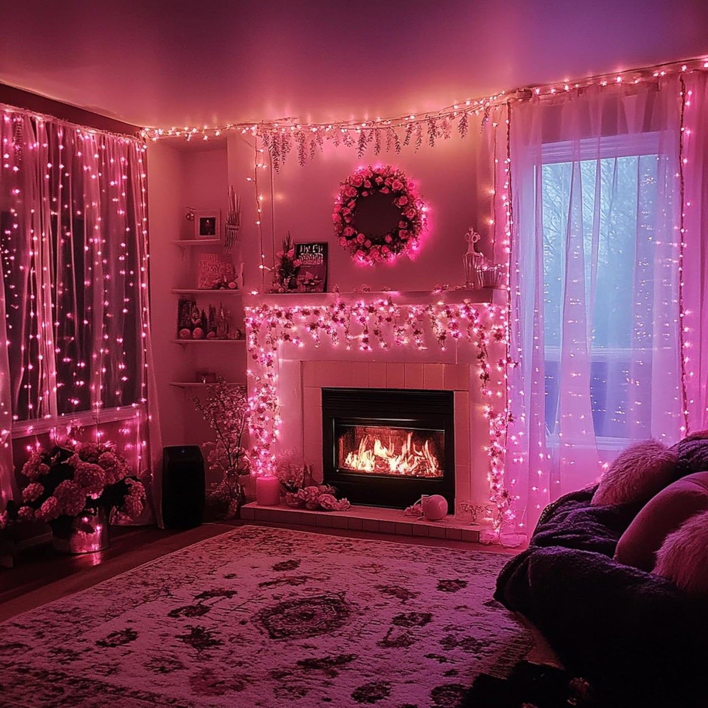 TW SHINE Christmas Lights, 20FT 100 Count Incandescent Mini Christmas Tree Light, Waterproof Xmas String Lights for Outdoor Indoor Home Party Yard Decorations, Pink