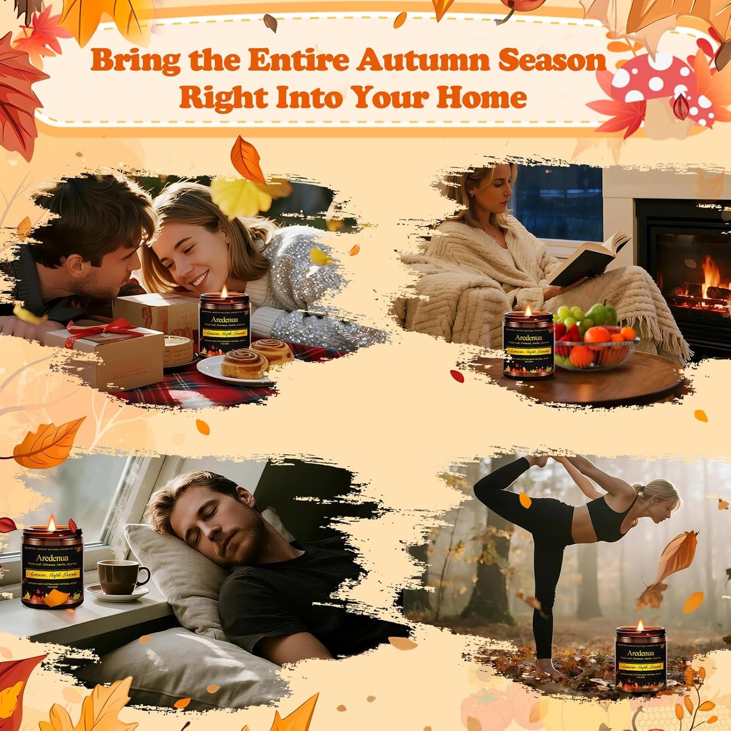 Cinnamon Roll Candles | Fall Cinnamon Candle - Autumn Scented Candle for Home, 7oz Soy Candles for Home Scented, Fall Gifts for Women & Men, Cozy Seasonal Sweet Scent for Autumn & Thanksgiving