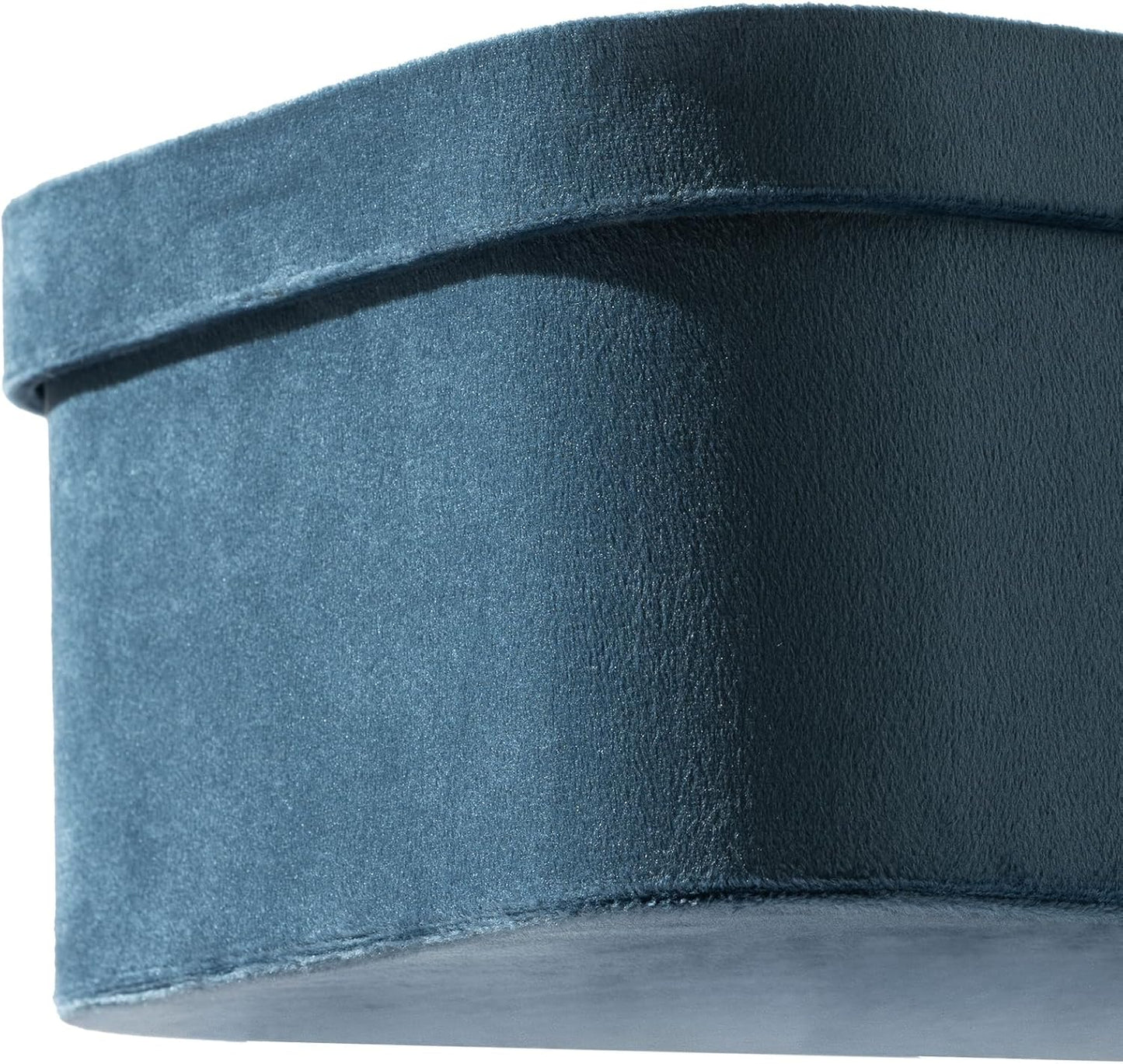 La Jolie Maison Velvet Storage Baskets with Lids, Sturdy Stackable Cardboard Boxes with Decorative Trays, Organizer Bins for Bathroom Bedroom Organizing, Prussian Blue, Set of 3