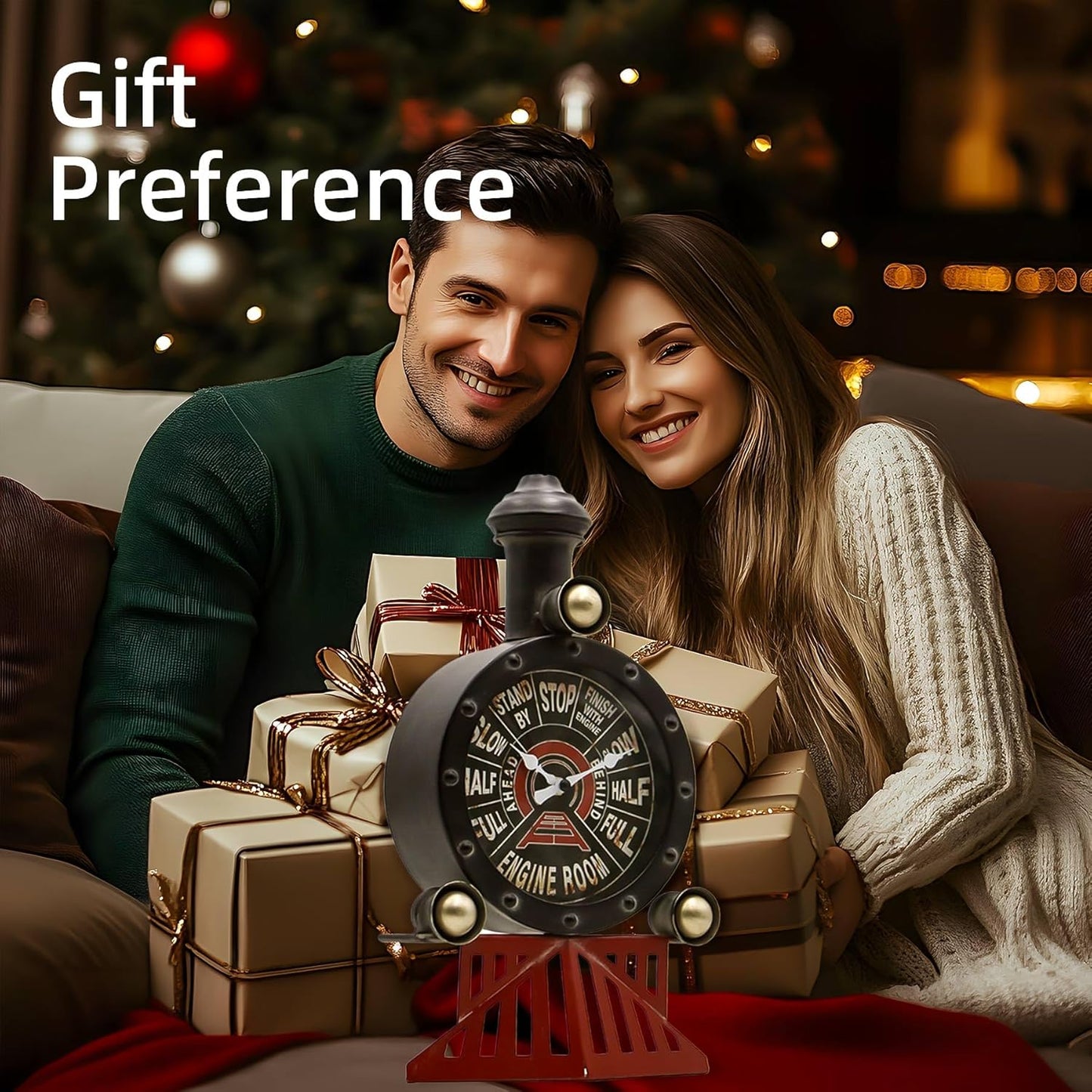 YOUKI Vintage Train Wall Decor,Steampunk Clock,Train Gifts for Men,Man Cave Clock,Wall Art for Office Bedroom