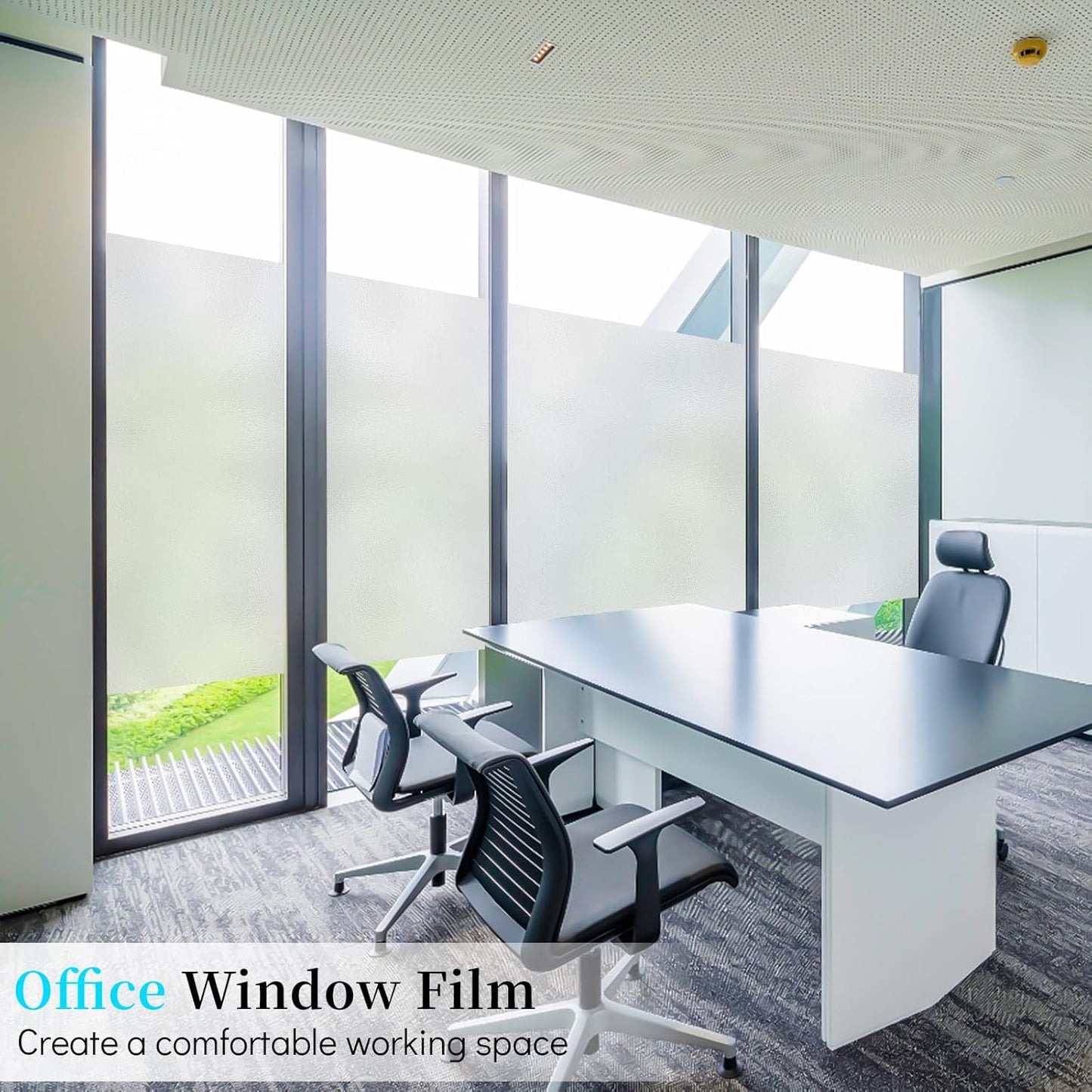 Niviy Etched Privacy Window Film Frosted Glass Static Cling Non Adhesive Window Frost Film for Home Office, 35.4 inch x 118 inch