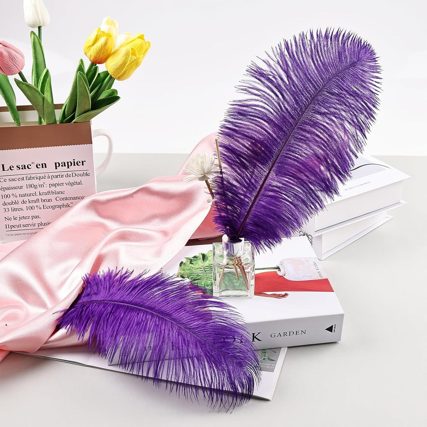 THARAHT Purple Ostrich Feathers 12pcs Natural Bulk 8-10Inch 20cm-25cm for Crafts Wedding Party Centerpieces Halloween and Home Decoration Feather