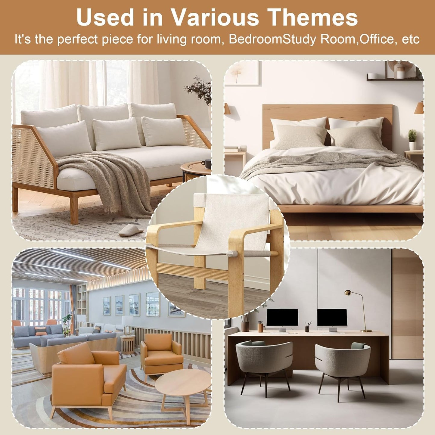 Mid-Century Accent Chair with Wide Armrest & Solid Wood Frame, Detachable and Washable Armchair, Modern Living Room Reading Chairs for Bedroom Sunroom Bedroom Balcony