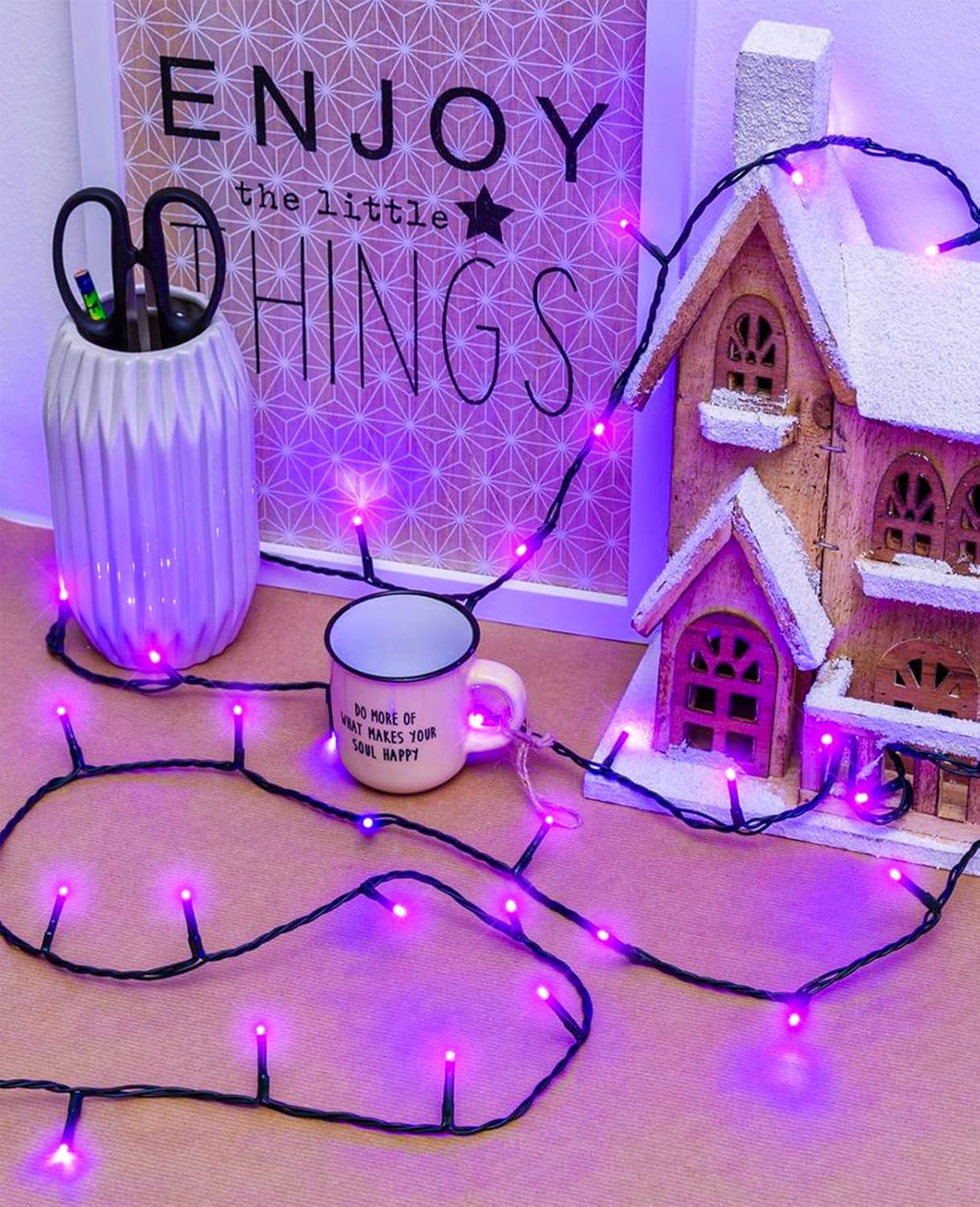 Halloween Lights Outdoor 40FT 120 LED, Green Wire String Lights for Outside Waterproof, 8 Modes Connectable Twinkle Tree Light for Indoor Bedroom Yard Party Holiday Decorations, Purple