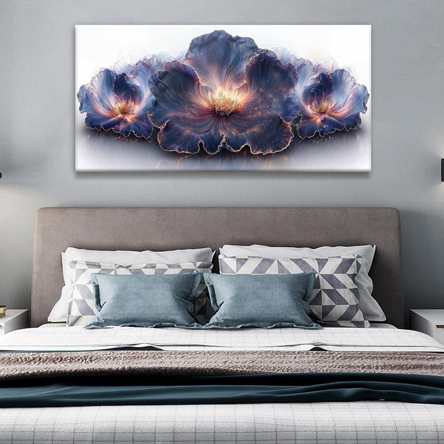 Flower Abstract Wall Art Canvas Art Wall Decor Prints Picture Landscape Purple Flowers Painting Floral Wall Art Print Bedroom Bathroom Office Home Decor 20" X 40"Ready To Hang