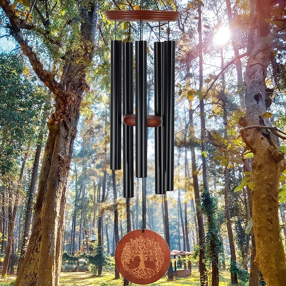 Wind Chimes for Outside,Outdoor Wind Chimes for Mother & Grandma - Large Garden Hanging Decor with Tree of Life Engraving, Perfect for Yard, Home, Christmas, Birthdays