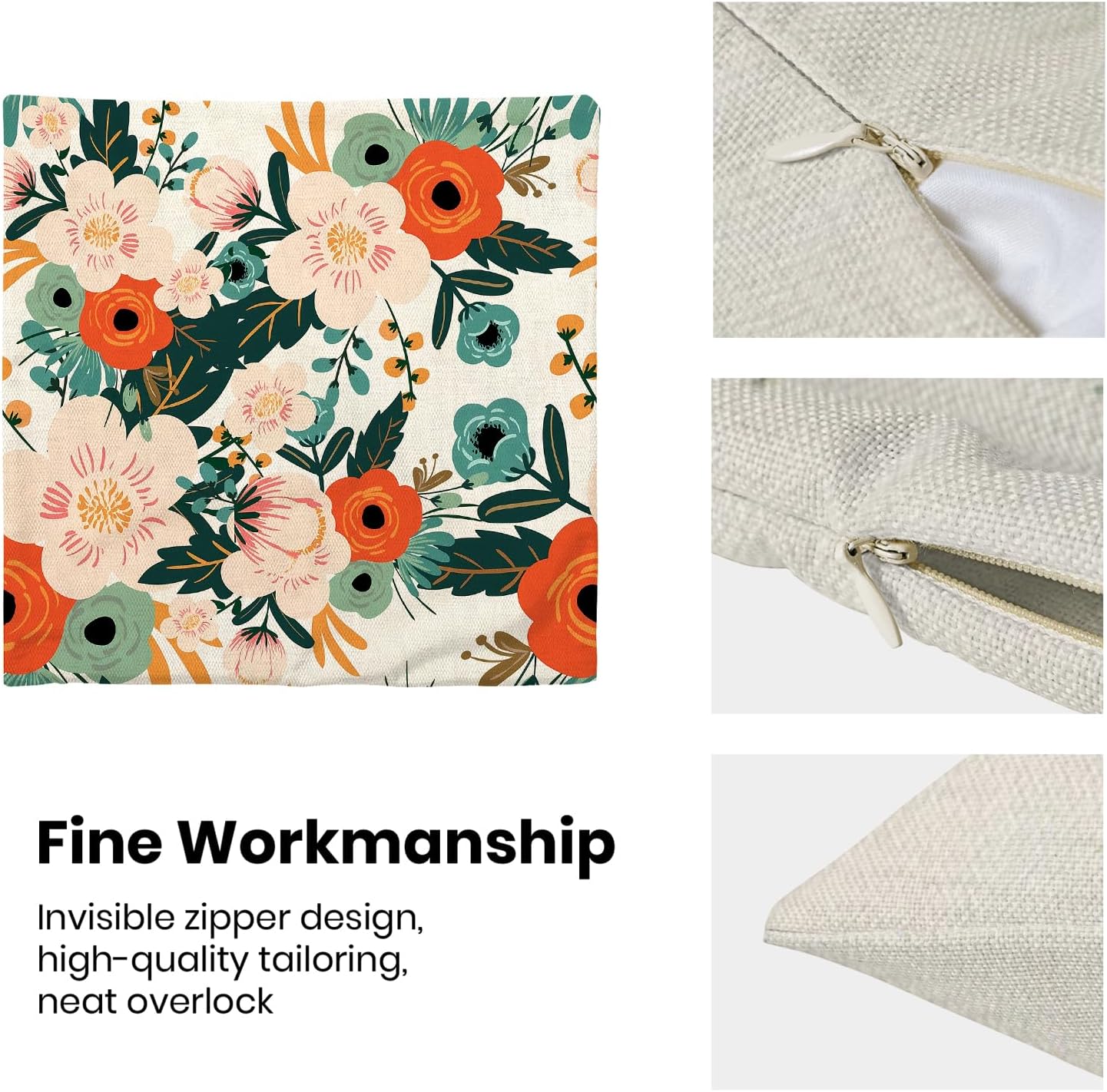 CXMEIFLY Spring Pillow Covers 16 x 16 Inch Set of 2 for Watercolor Flowers Decor Throw Pillows Pink Red Green Plant Floral Outdoor Decorative Cushion Cases for Couch Bed Decorations