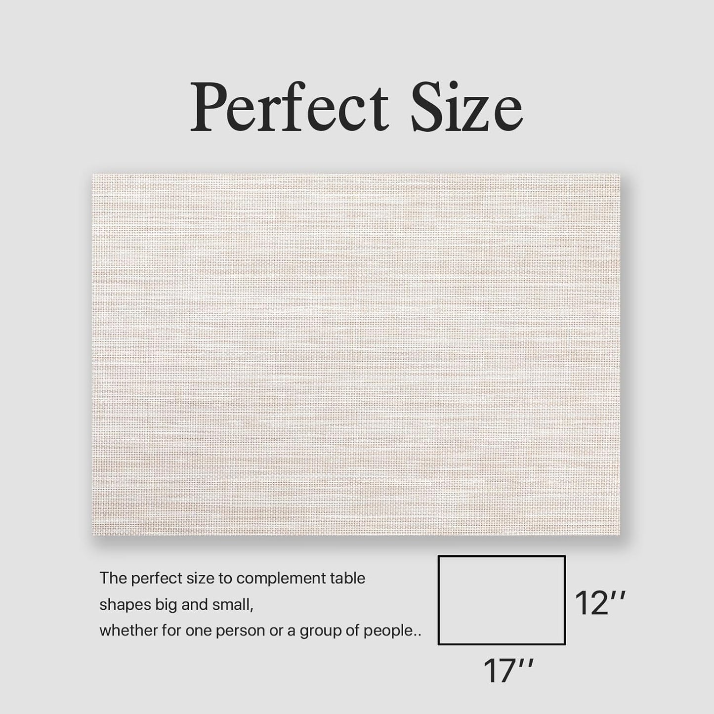 Placemats Set of 6 - Easy Clean Woven Vinyl Placemats for Dining Table, Indoor/Outdoor Place Mats, Washable PVC Table Mats(Beige)