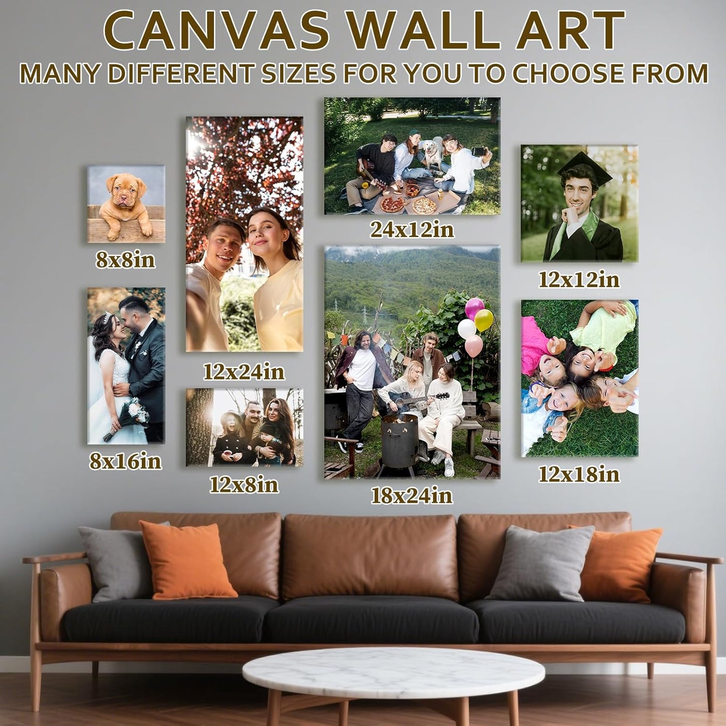 Custom Canvas Prints with Your Photos - Personalized Pictures Print, Customized Photo Gifts, Wall Art Poster Canvas Printing for Wedding, Family, Baby, Pets, Home Office Decor, Wrapped Frame 16x20