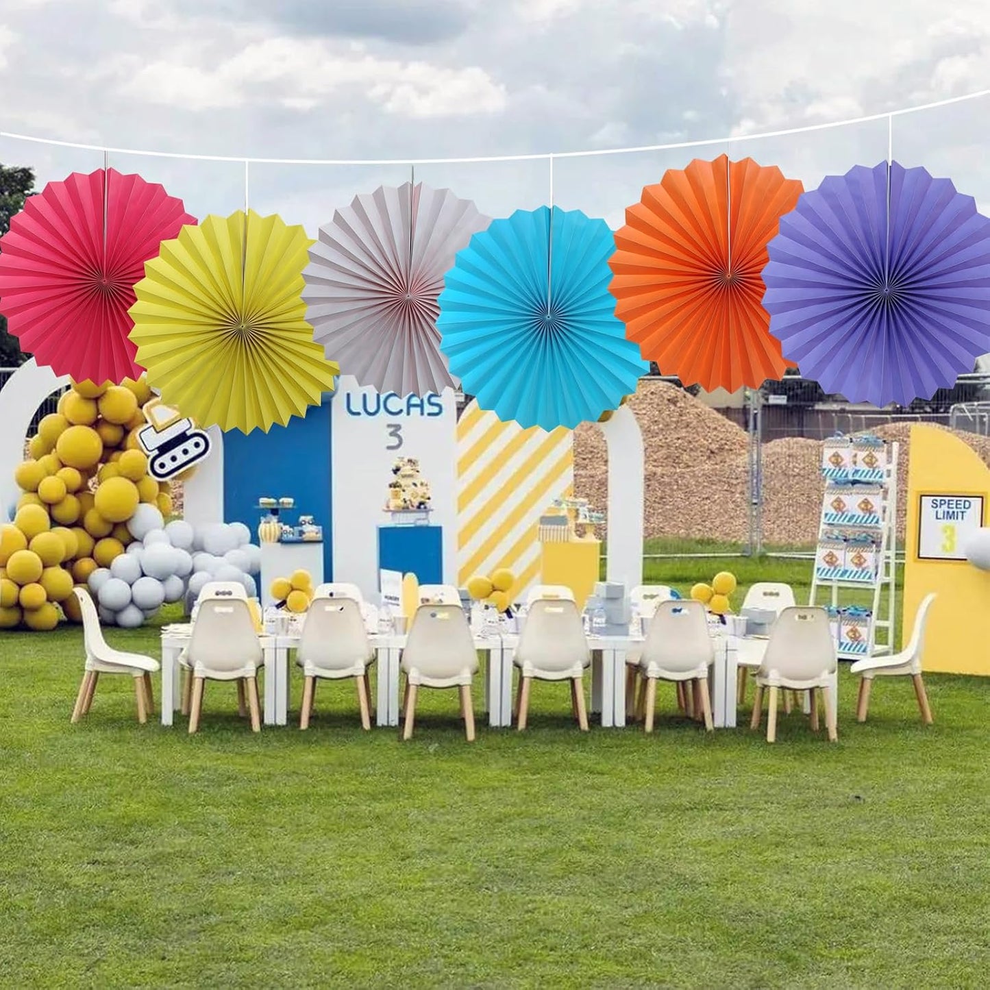 Red Birthday Decorations,DIY Red Paper Fans Hanging Decoration ,Party Supplies Party Fans 16in, Wedding Graduation Events Accessories 30 Color DIY Set (Red)