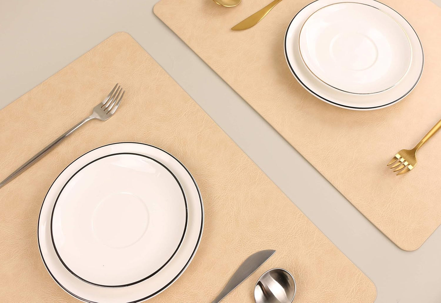 Faux Leather Placemats, Set of 4 PU Table Mats, Easy to Clean, Heat & Stain Resistant for Office Conference Table,Dining Home Decor