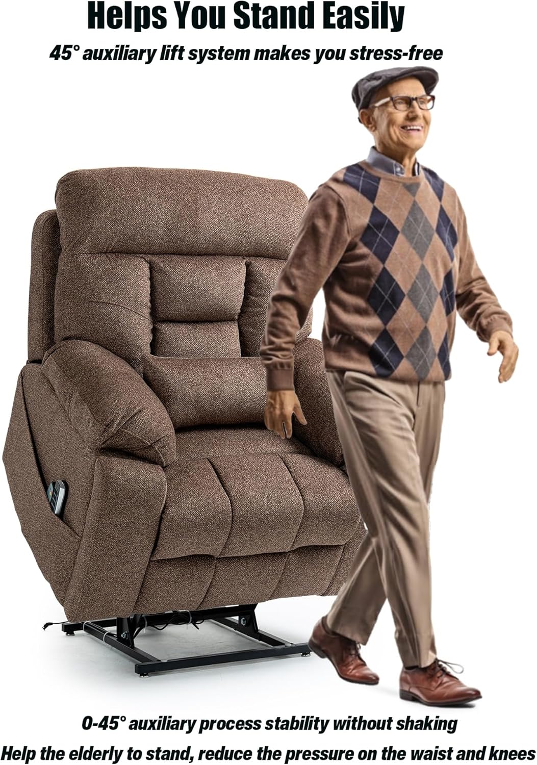 Oversized Lazy Boy Recliner Chair, 4 Motor Recliner with Power Headrest and Lumbar, Nursing Lift Chair with Vibrating Massage and Heated Seat