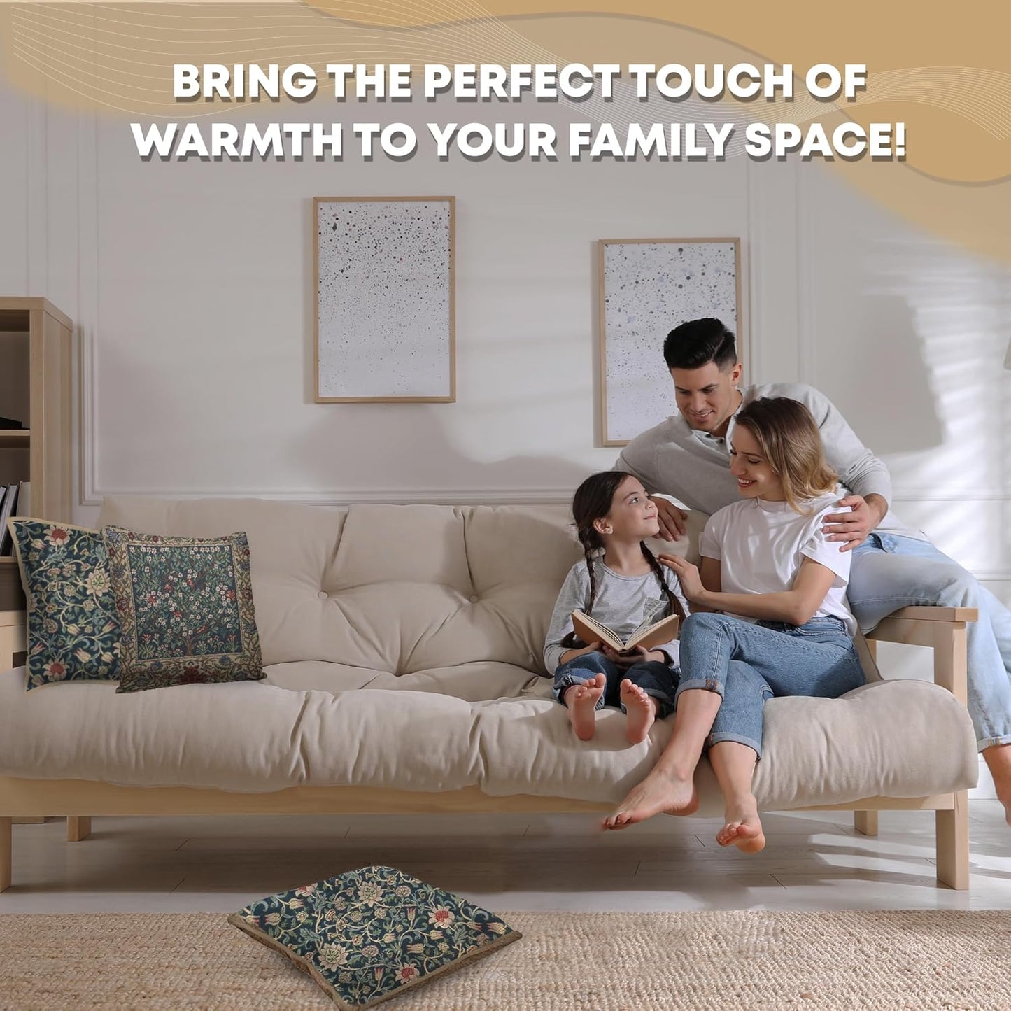 Charlotte Home Furnishings Throw Pillow Covers 16x16 in, Green Tree Decorative Couch Pillow Covers, Boho Decor European Tapestry Cushion Cases, Living Room Cozy Home Decor, Jacquard Woven Soft Cotton