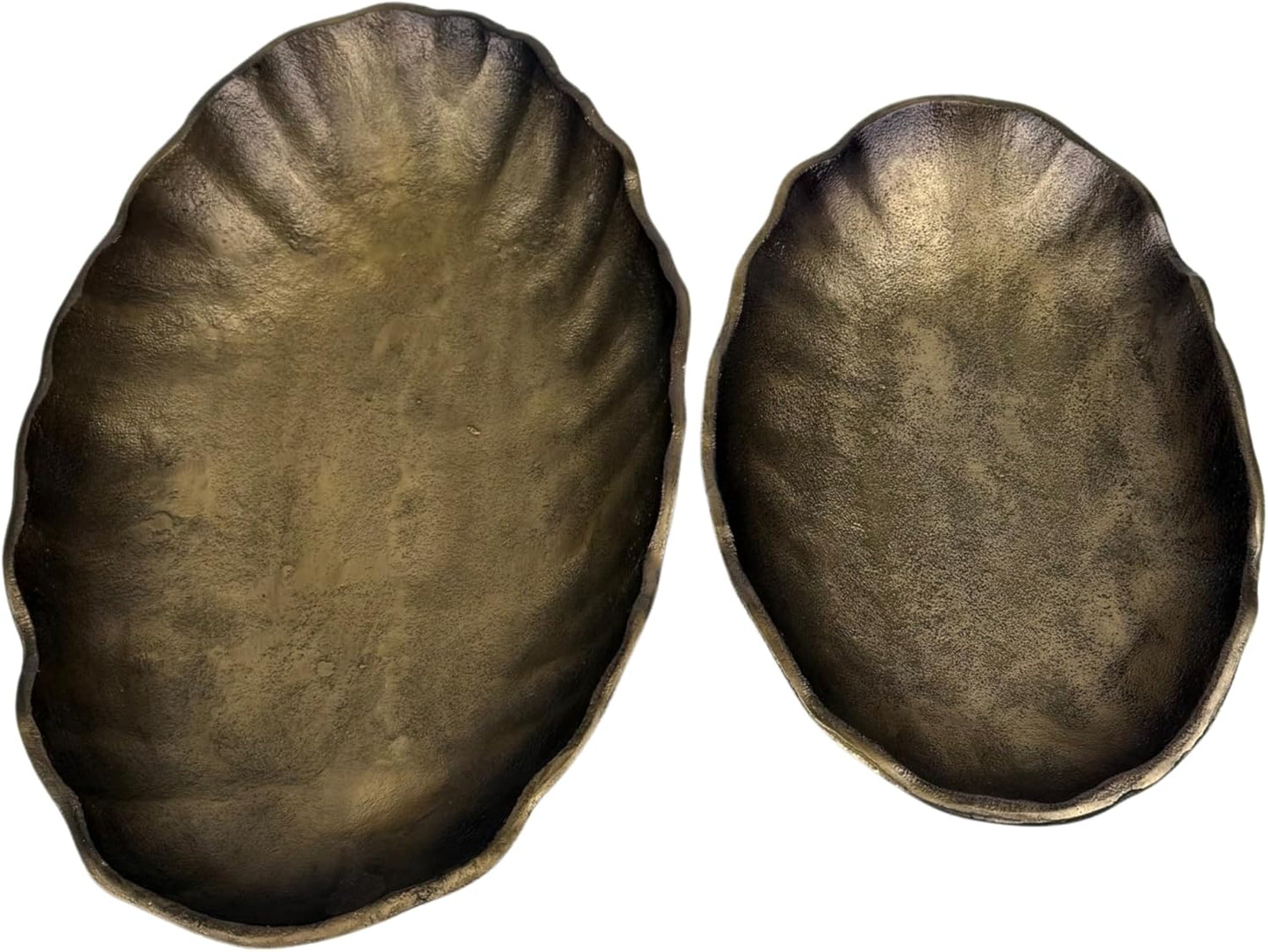 ANDALUCA Set of 2 Oval Metal Decorative Table Bowls, Bronze Finish