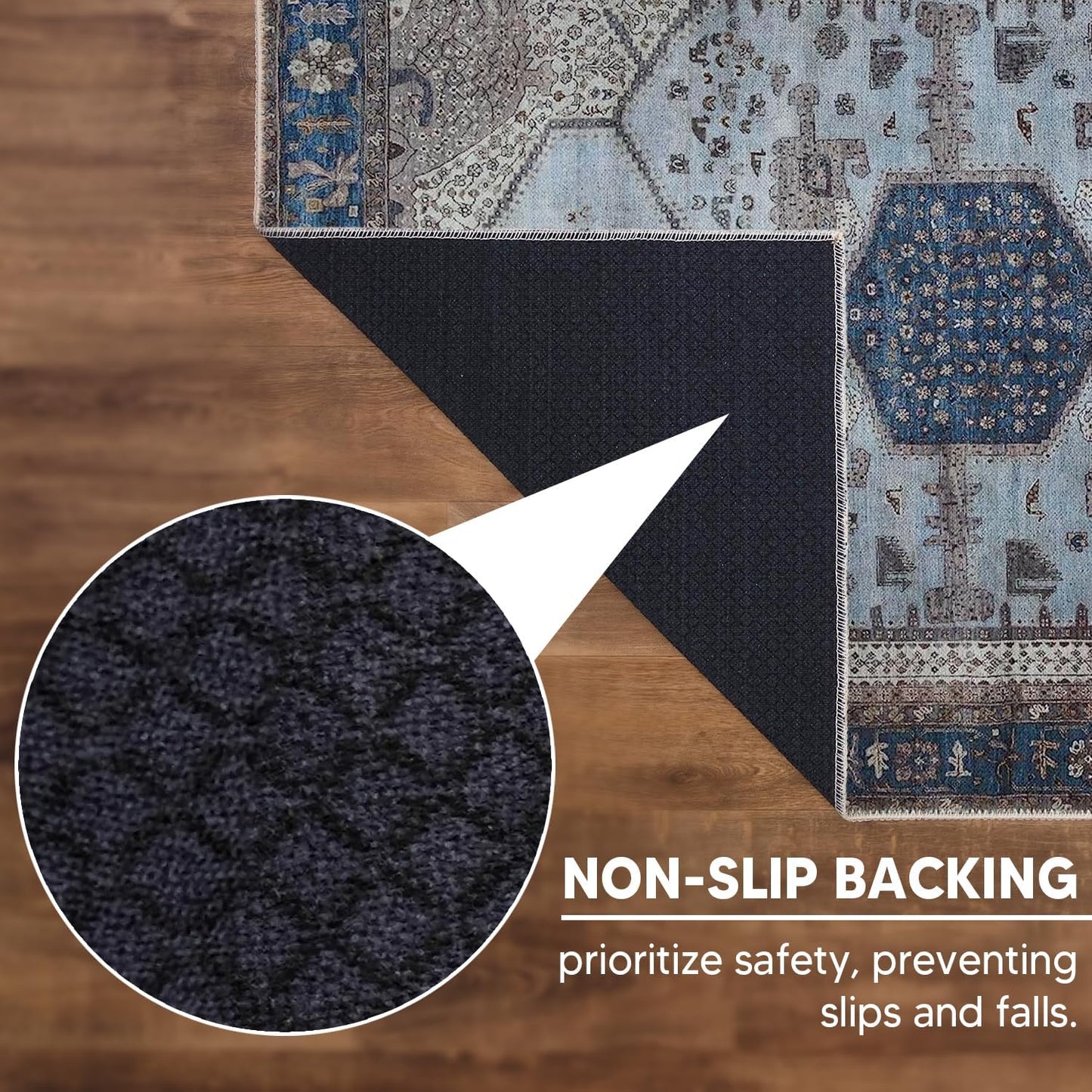 Keen Home Design 2x10 Rug - Machine Washable Runner Rug with Non-Slip Backing, Ideal for Hallway, Entryway, Kitchen, Laundry Room - Vintage, Easy Clean, Durable, Low Pile - (2'6" x 10')