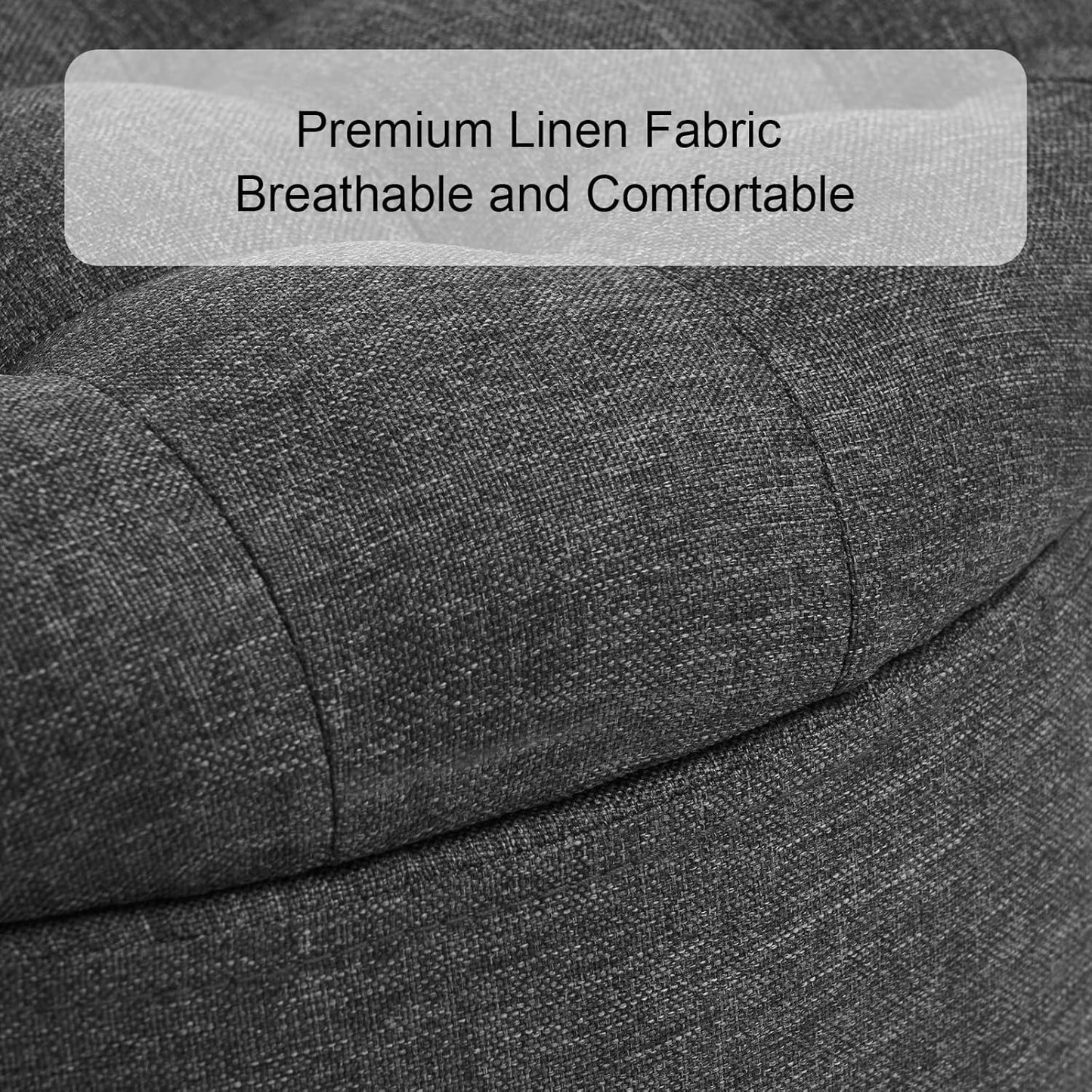 Furniliving 18.7inch Storage Round Ottoman, Footstools with Hidden Storage with Removable Lid, Stylish Button Tufted Design Ottoman Foot Stools for Living Room, Bedroom,Darkgrey