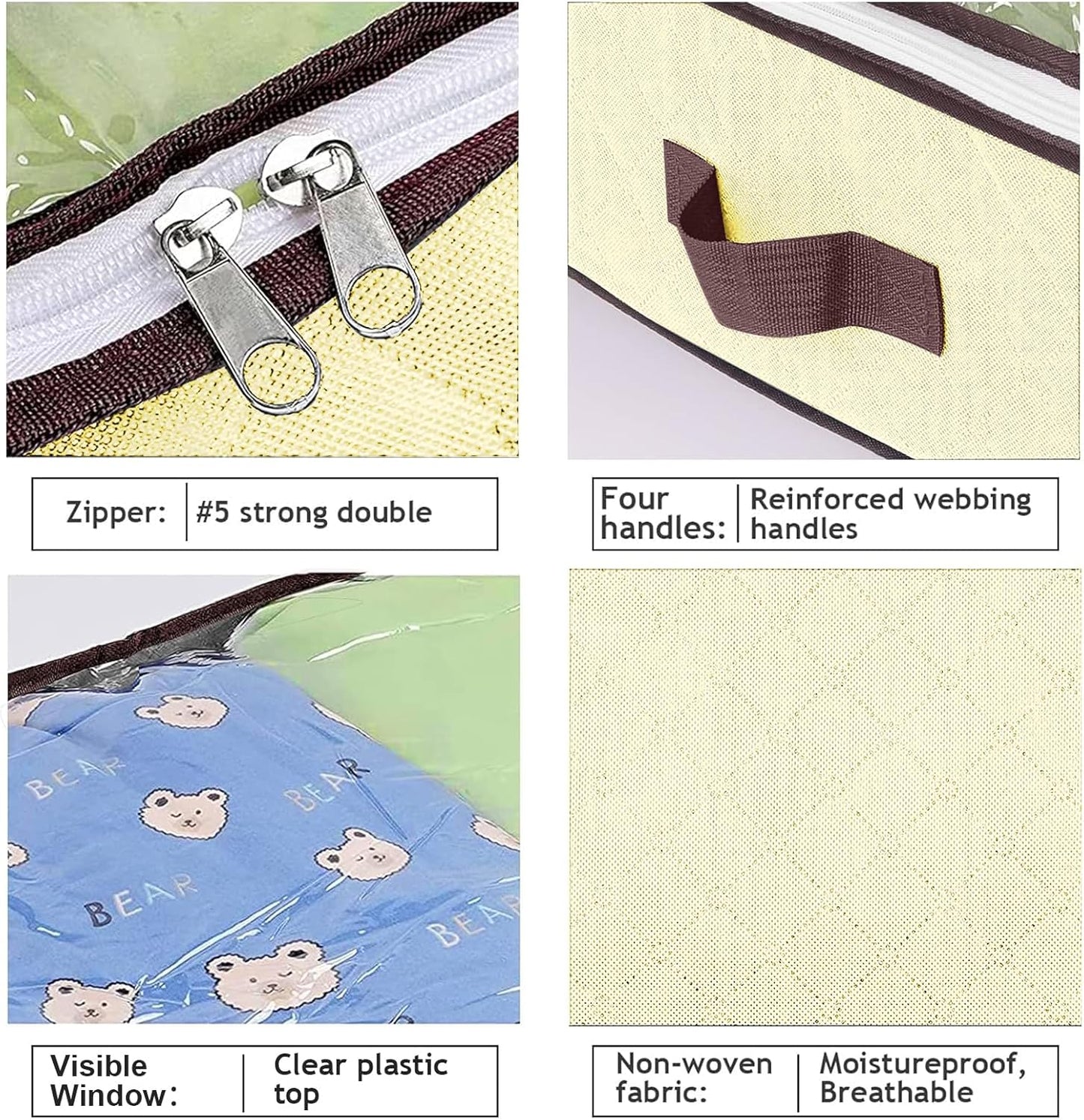 90L Under Bed Storage Containers, Underbed Toy Organizers and Clothing Storage Bags, Closet Storage Bins with Clear Window for Organizing Blanket Comforter Bedding Clothes Bedroom Dorm, 2 Pack Beige