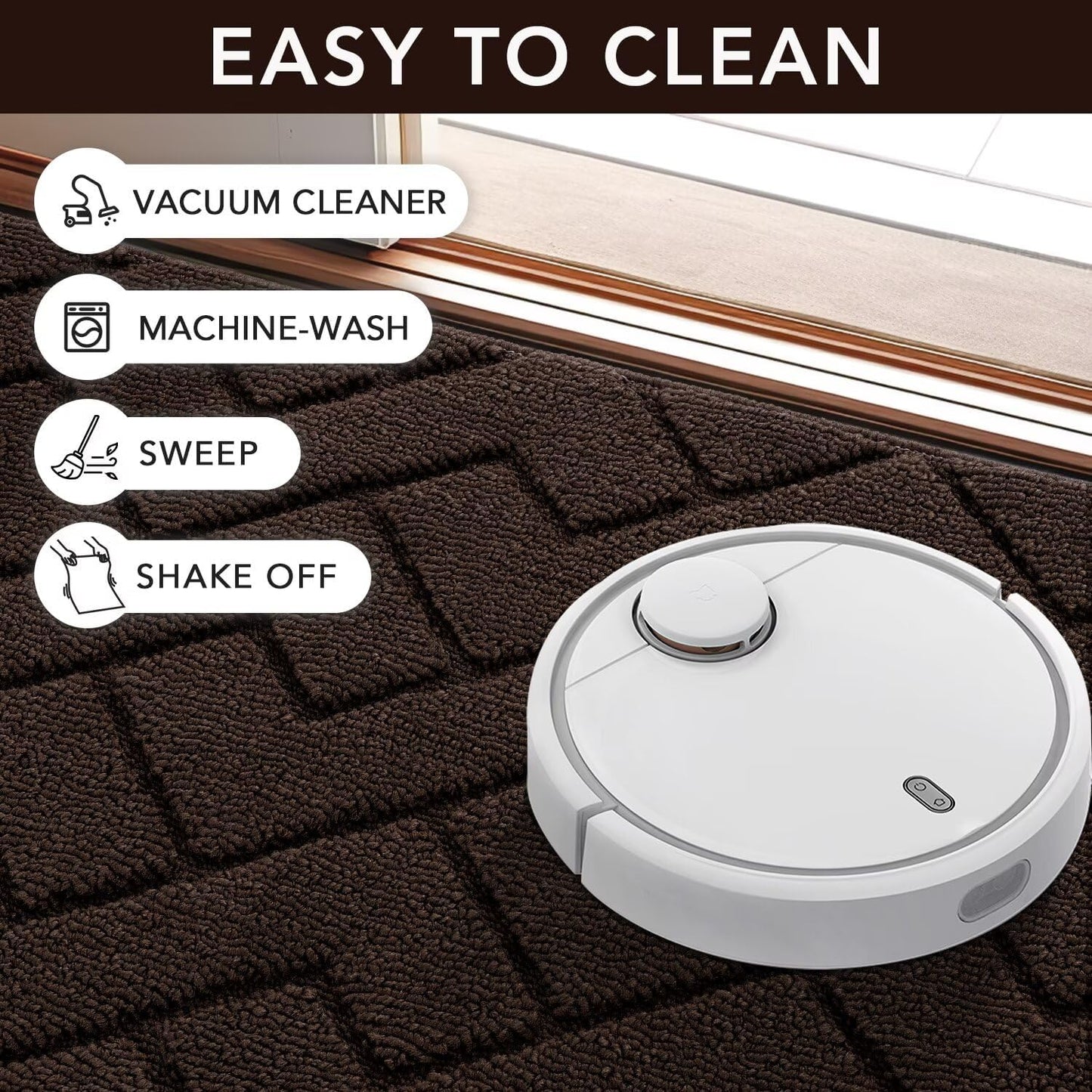 hicorfe Indoor Doormat, Odor-Free Door mat, Non Slip Door Mats 20"x31.5" Absorbent Resist Dirt Entrance Inside Floor Mats for Entryway Washable Low-Profile(Coffee)