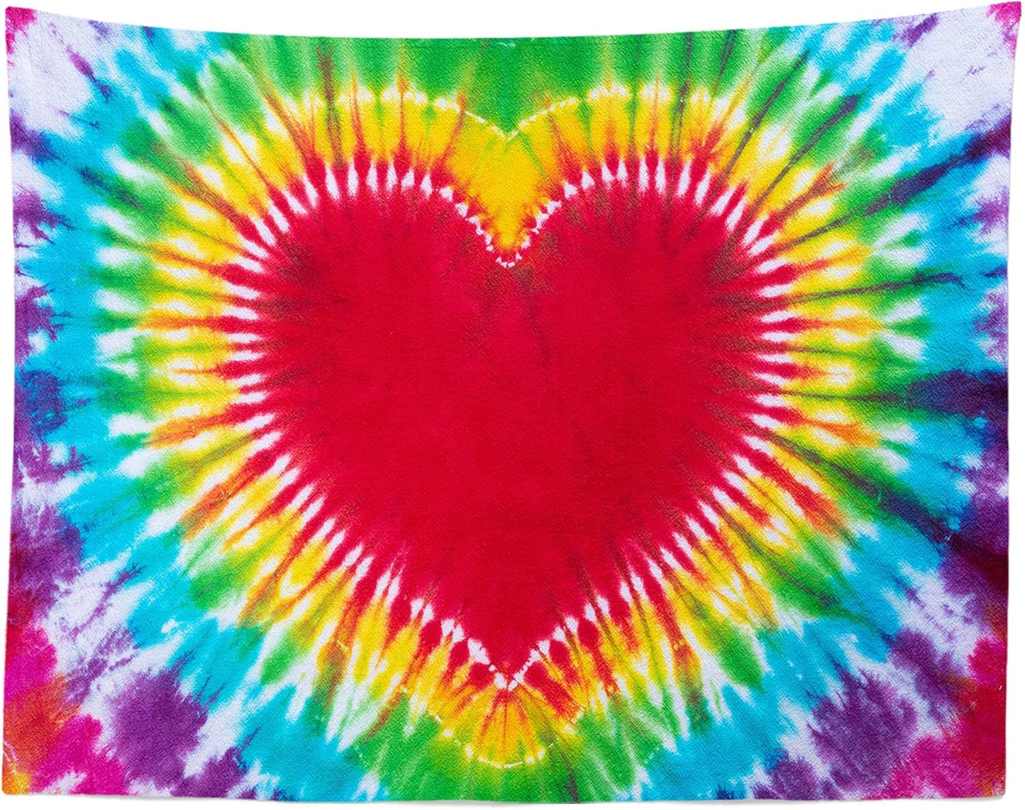 Loccor Colorful Tie Dye Tapestry Rainbow Heart Tie Dye Watercolor Wall Hanging Abstract Hippie Wall Decor LBGT Party Supplies Home Bedroom Living Room Decor W118 x H98 inches