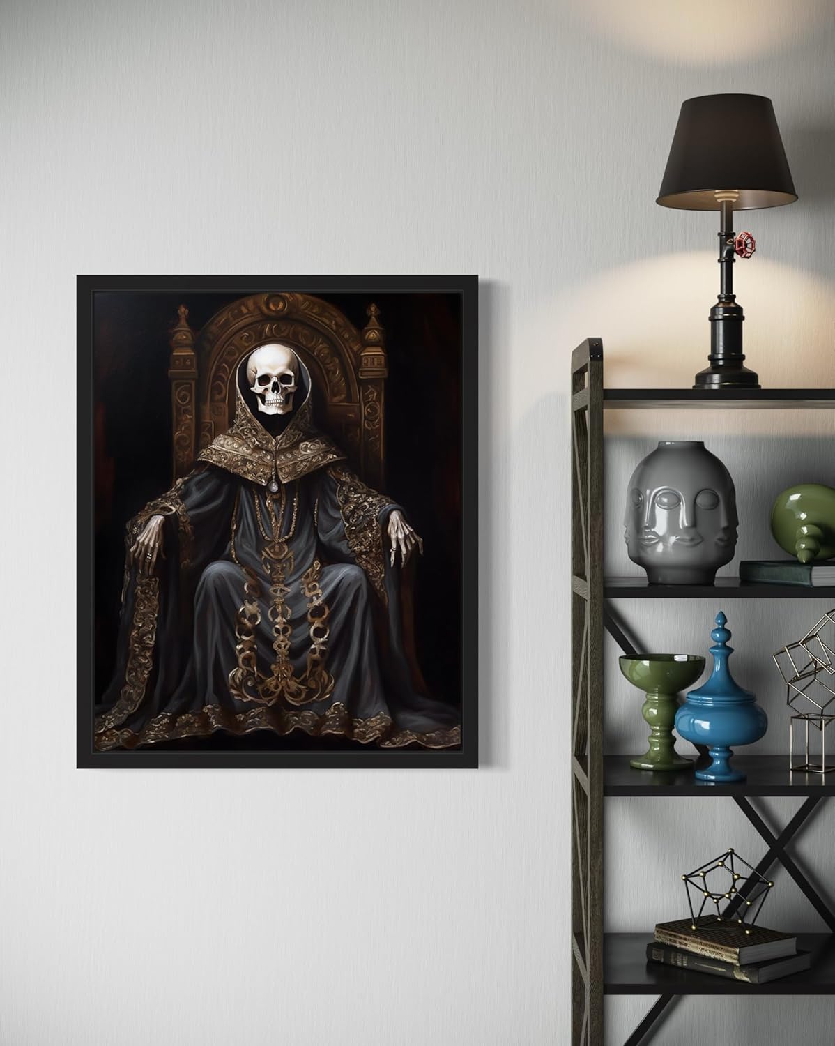 Skull King Poster Art Print, Halloween Scary Vintage Wall Art Academia Spooky Painting Decoration for Horror Prints, Gothic Posters Bedroom Decor 89 (Skull King 1, 16 x 20 inches, Unframed)