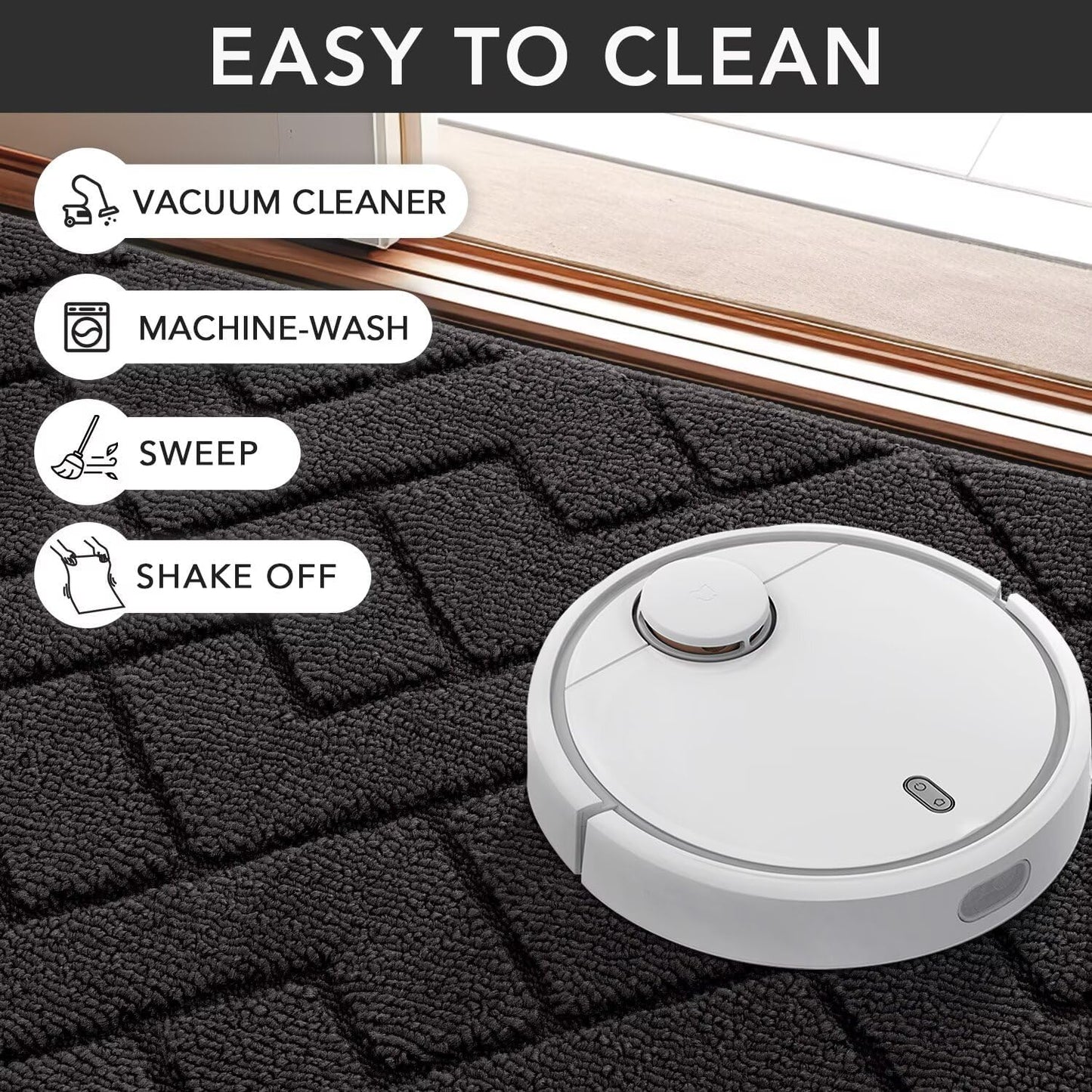 hicorfe Front Door Mat Outside Entrance,36"x59" Absorbent Muddy Dirt Resist Welcome Door Mats Outdoor Indoor,Stain and Fade Resistant,Non Slip Backing Entry Mat Doormat for Entryway(Charcoal)